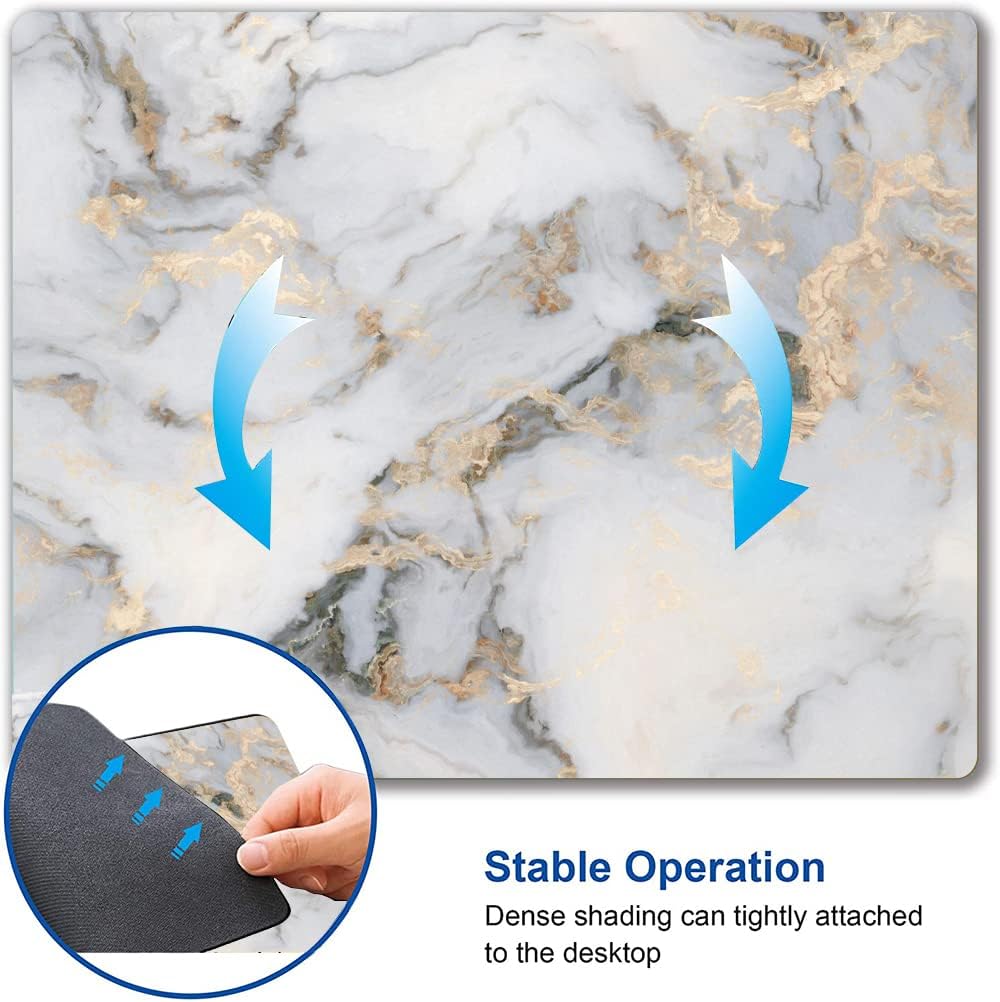 Mouse Pad, Gray Gold Marble Mouse Pad, Premium-Textured Marbling Mouse Mat Square Waterproof Non-Slip Rubber Base Computer Mousepad for Office Laptop Desk
