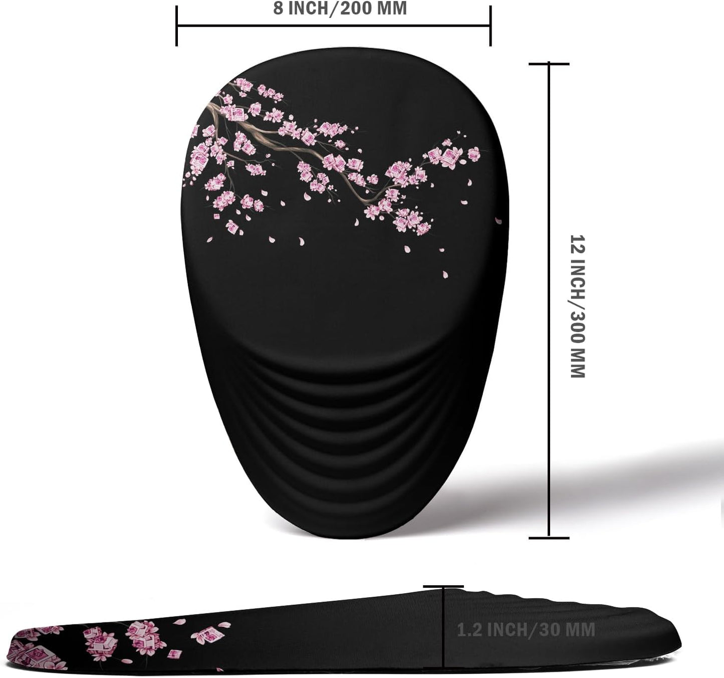 Mouse Pad, Ergonomic Mouse Pad with Wrist Rest Support and Non-Slip PU Base, Cute Mousepad for Pain Relief, Office & Home, Computer, Japanese Plum Blossoms