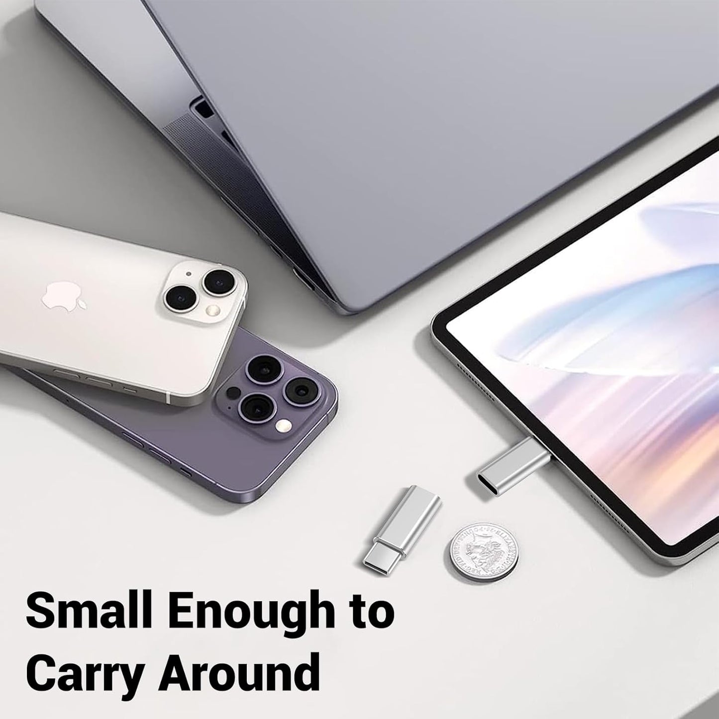 Temdan 4 Pack Lightning to USB C Adapter for iPhone 15/16 Pro/Pro Max/Plus, Samsung S24, Serial Adapter, Type C Charger Connector Cable, Accessories - Silver