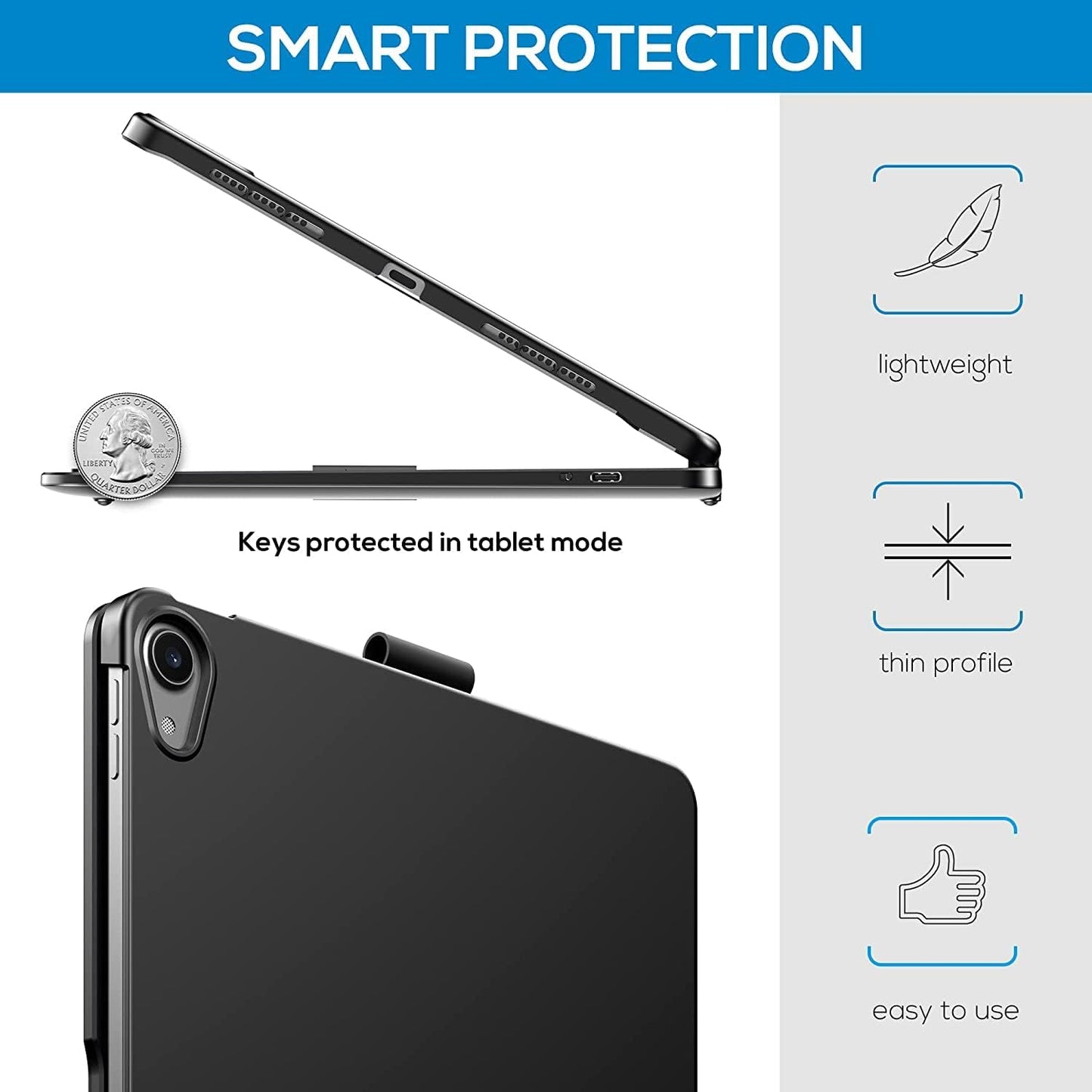 Keyboard Case for iPad 10.2 9th/8th/7th Gen, Rotating Case for iPad9/iPad8/iPad7 with Backlits Touchpad Keyboard-360° Rotatable Smart Cover with Pencil Holder, Rose Gold