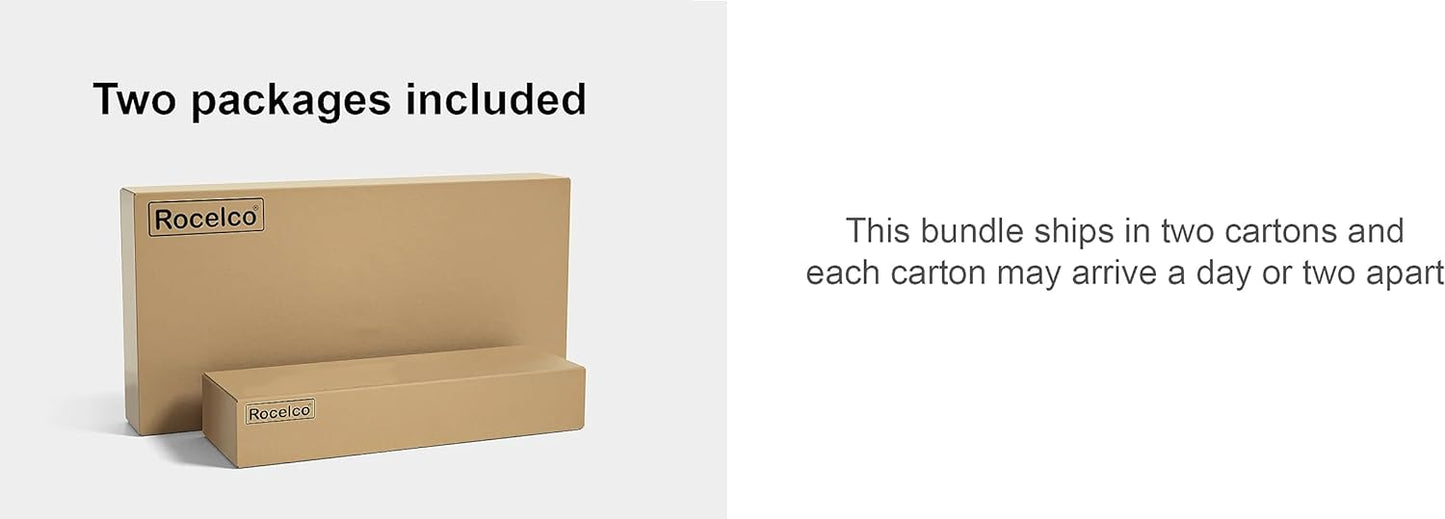 Rocelco 46" Large Height Adjustable Standing Desk Converter with Dual Monitor Mount Arm BUNDLE - Quick Sit Stand Up Computer Workstation Riser - Retractable Keyboard Tray - Black (R DADRB-46-MA2)