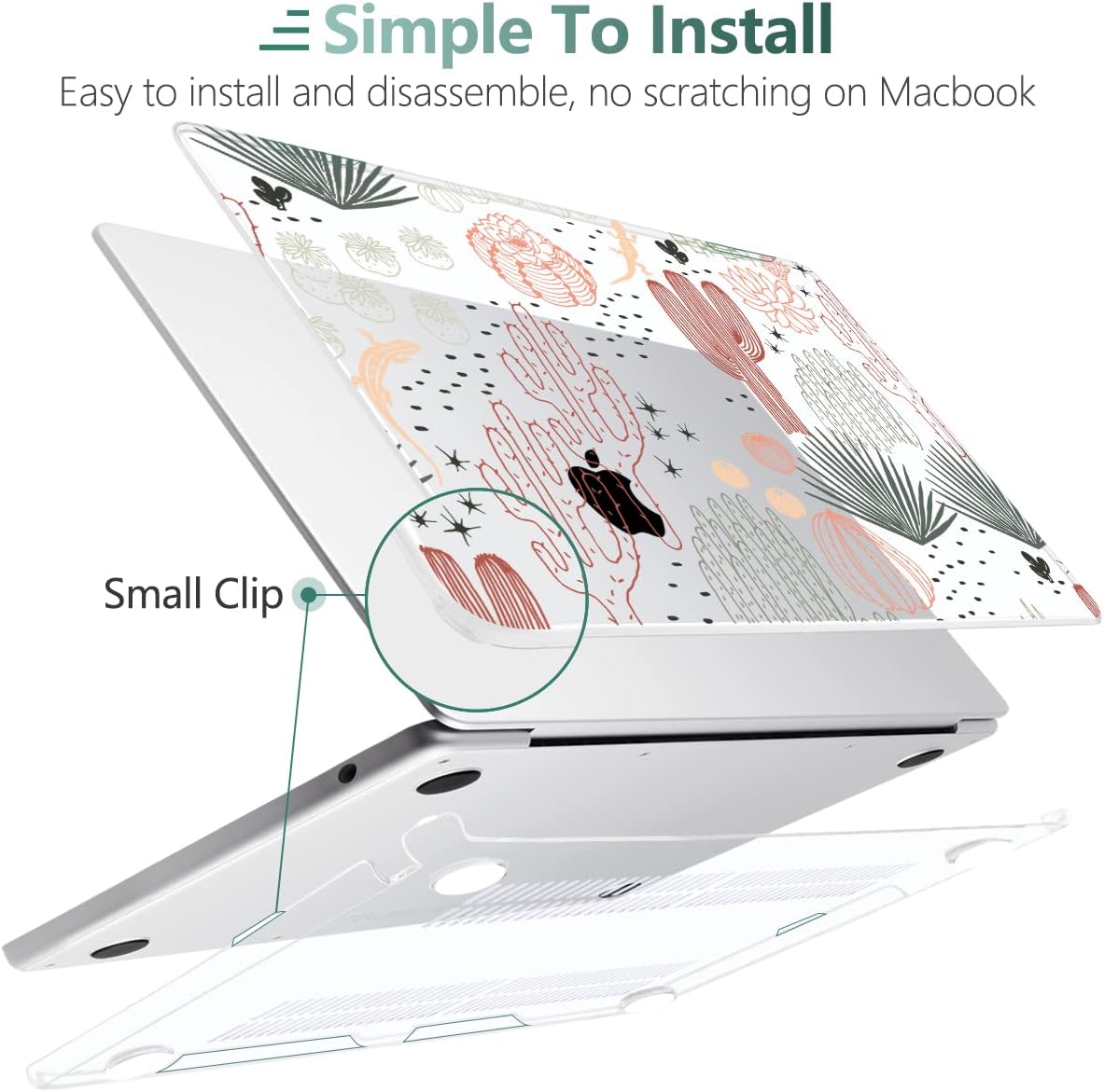 MEEgoodo Case for MacBook Air M4/M3/M2 13.6 inch 2025 2024 2022, Fit Model A3240 A3113 A2681, Compatible with MacBook Air 13 inch, Laptop Hard Shell Case with Keyboard Cover, Cacti