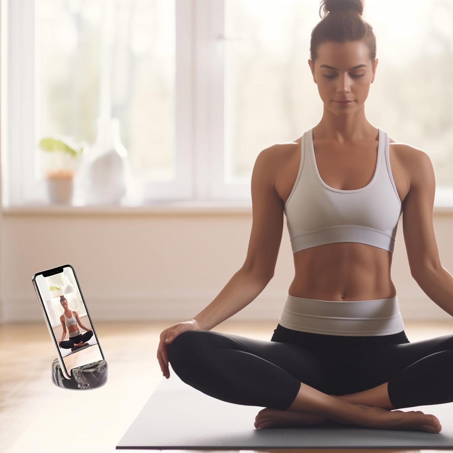 Marble Phone Stand for Desk - Cell Phone Holder for Nightstand Office Decor Compatible with iPhone 17 16 15 Pro Max iPad mini, Telephone Boho Black Marble Kitchen Accessories