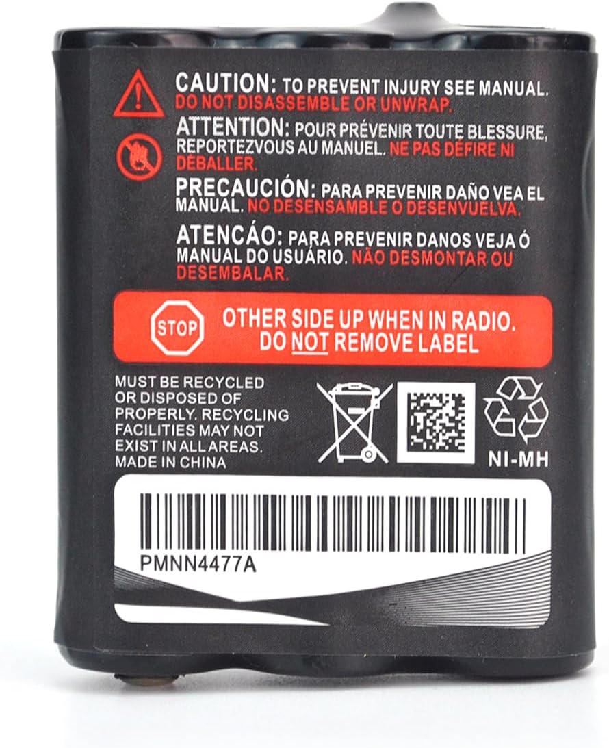 (4-Pack) 3.6V 800mAh Ni-MH Battery Replacement for Motorola PMNN4477AR T200 T400 T500 T800 T600 T62 T82 T92 T260 T265 T801 T460 T465 T480 Walkie Talkies