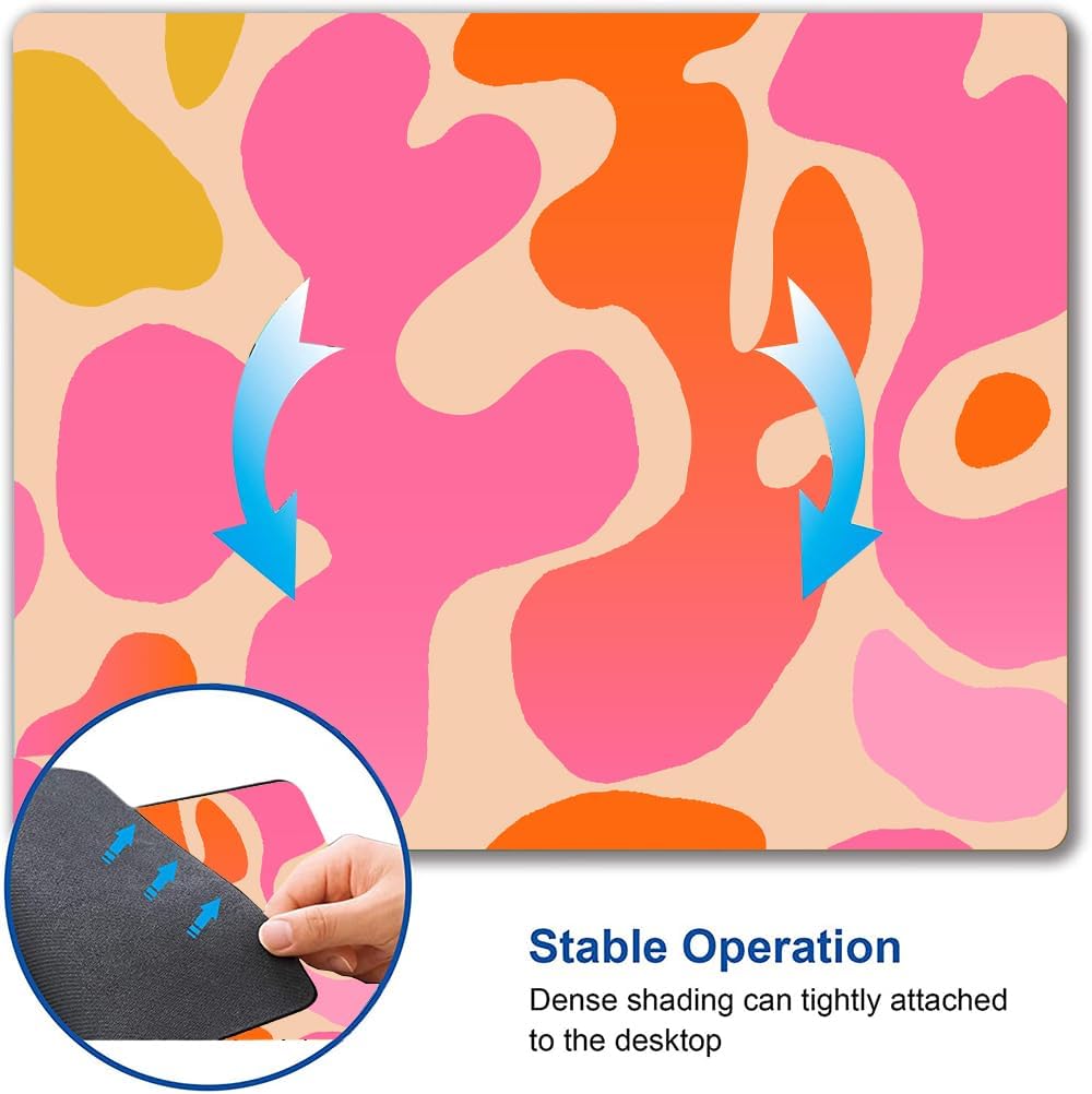 Mouse Pad, Modern Abstract Mousepad, Cute Pink Mouse Mat Waterproof Non-Slip Rubber Base Mouse Pads for Women Office Laptop