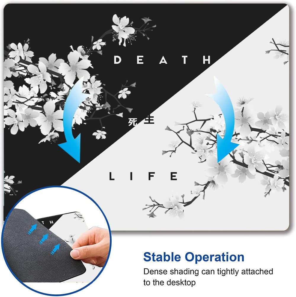 Inspirational Quote Mouse Pad - Square Waterproof Non-Slip Rubber Base for Office Laptop, 9.5"x7.9"x0.12" Inch (Death and Life)