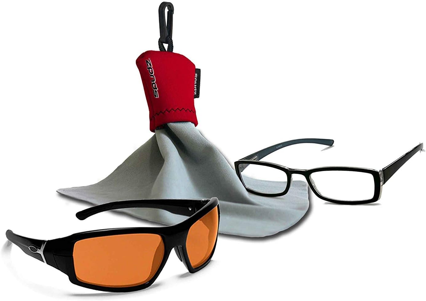 SPUDZ Classic Microfiber Lens Cleaner – Clip-On Pouch, Washable – for Binoculars, Scopes, Glasses, Screens | Alpine Mountain Camo, 6 x 6 Inch