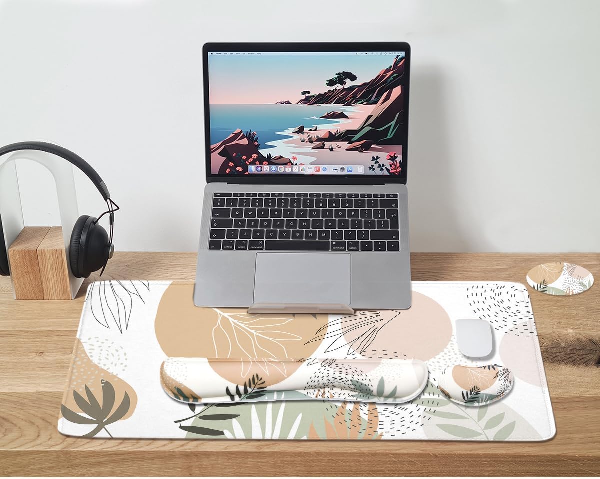 Large Mouse Pad Set,Extended Gaming Mouse Pad + Keyboard Wrist Rest Support - Minimalist