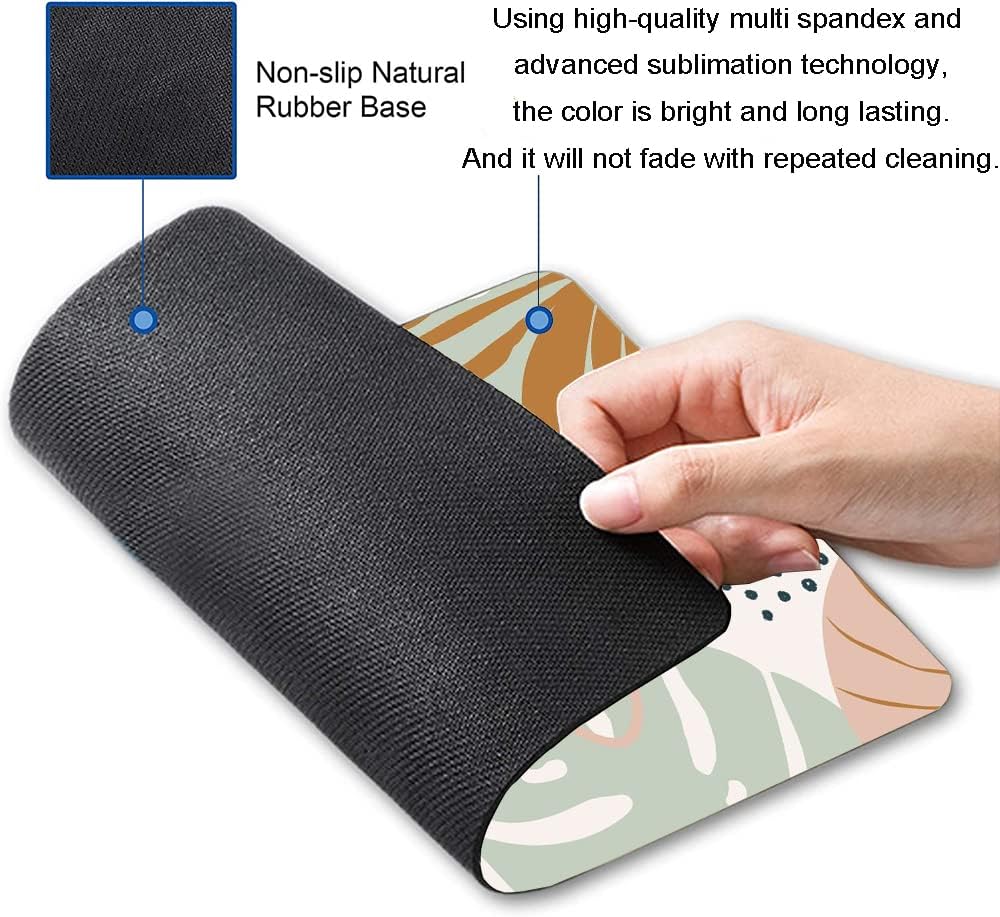 Mouse Pad, Square Mouse Pad, Cute Mouse Mat Waterproof Non-Slip Rubber Base Mouse Pads for Office Laptop, Abstract Leaves