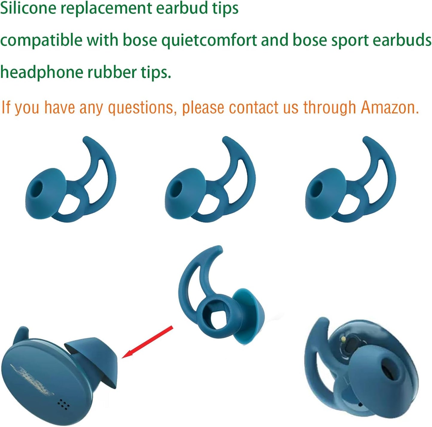 Medium Earbud Tips Silicone Replacement Ear Tips Compatible with Bose Quietcomfort and Sport Headphone Rubber Tips Earbud Cap 3 Pairs
