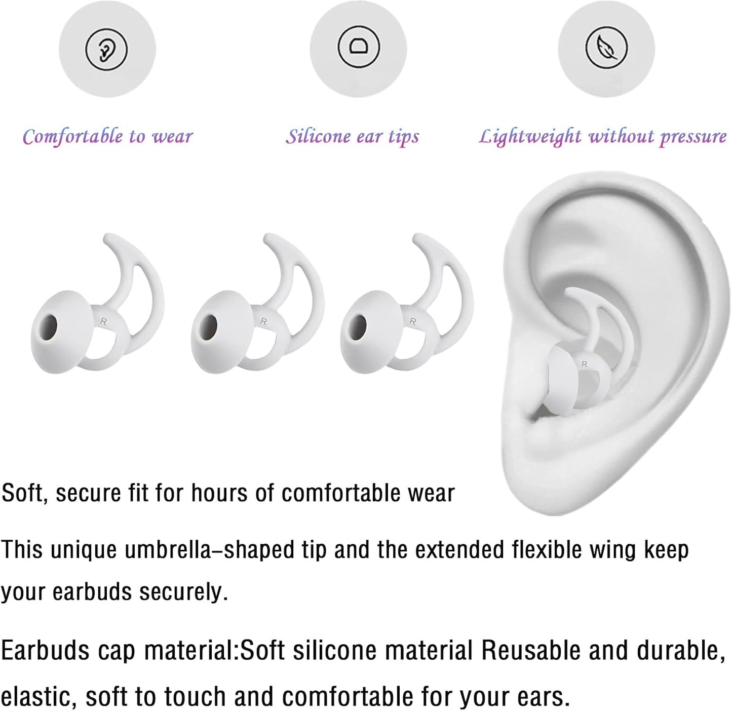 Medium Earbud Replacement Tips Silicone Ear Bud Tips Compatible with Bose Quietcomfort and Sport Headphone Ear Tips Earbud Cap 3 Pairs S M L