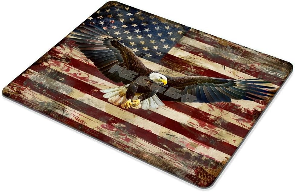 Square Mouse Pad Eagle and National Flag-1,Gaming Mouse Pads for Desk,Soft Computer Waterproof Non-Slip Mouse Mat