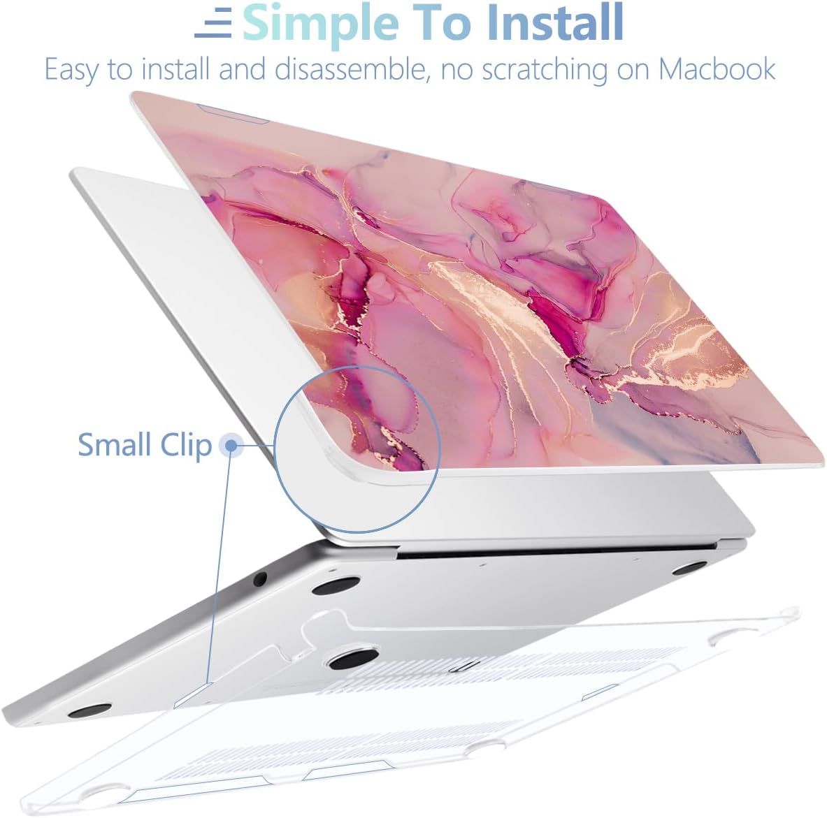 MEEgoodo Case for MacBook Air M4/M3/M2 13.6 inch 2025 2024 2022, Fit Model A3240 A3113 A2681, Compatible with MacBook Air 13 inch, Laptop Hard Shell Case with Keyboard Cover, Gold Splashes Marble