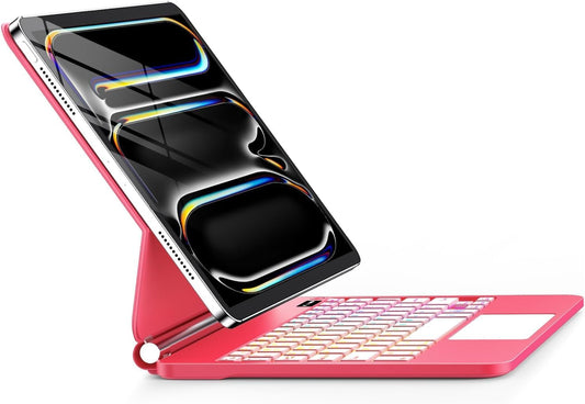 for iPad Pro 13 Inch Case with Keyboard (M4, 2024),Magic-Style Magnetic – 7 Colors Backlight -Floating Cantilever Stand - Multi-Touch Trackpad Keyboard Case for iPad Pro 13 (Rose Red)