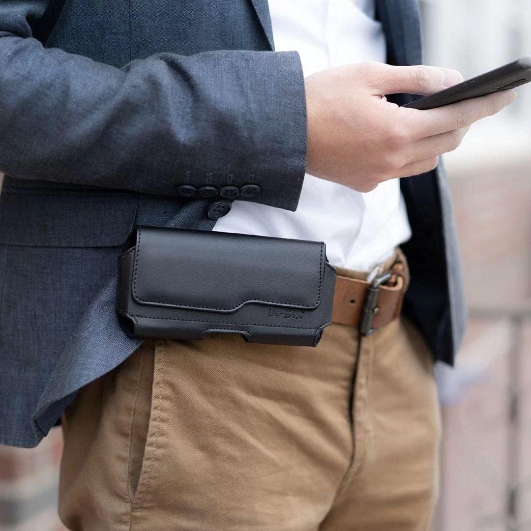 DeBin Case for Galaxy S25 S24 5G S23, S22, S21, S20, S10, S9, A10e, A01, Note 10, Cell Phone Belt Holster Clip Pouch Holder Cover (Fits Samsung with Case on) Black