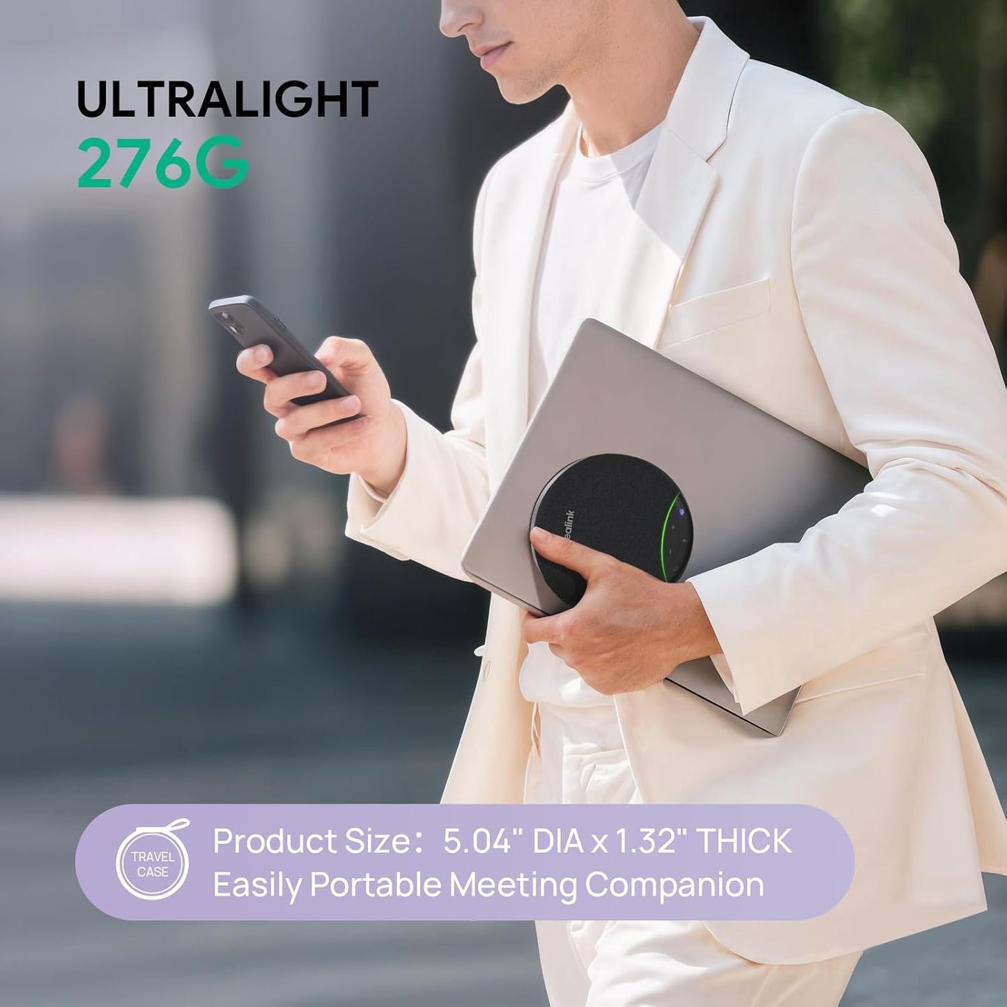 Yealink SP92 Bluetooth Speakerphone with Dongle Conference Speaker and Microphone Full-Duplex Noise Reduction 20h Teams Call 278g Wireless Portable Design Suit for 4-6 Meeting Room