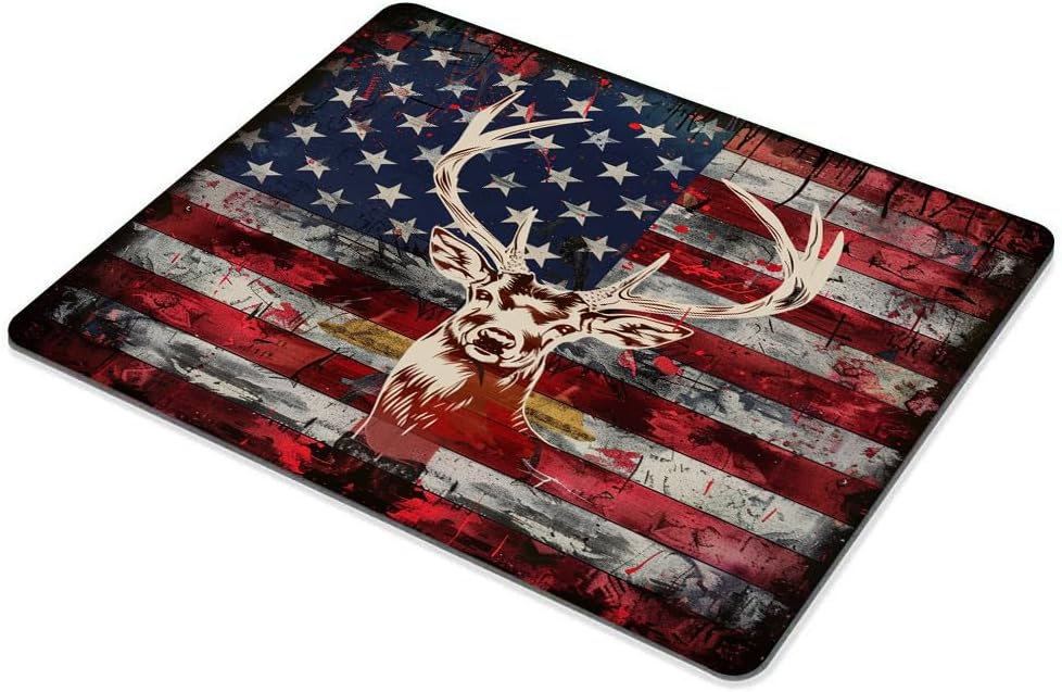 Square Mouse Pad Colorful Deer and National Flag-1,Gaming Mouse Pads for Desk,Soft Computer Waterproof Non-Slip Mouse Mat
