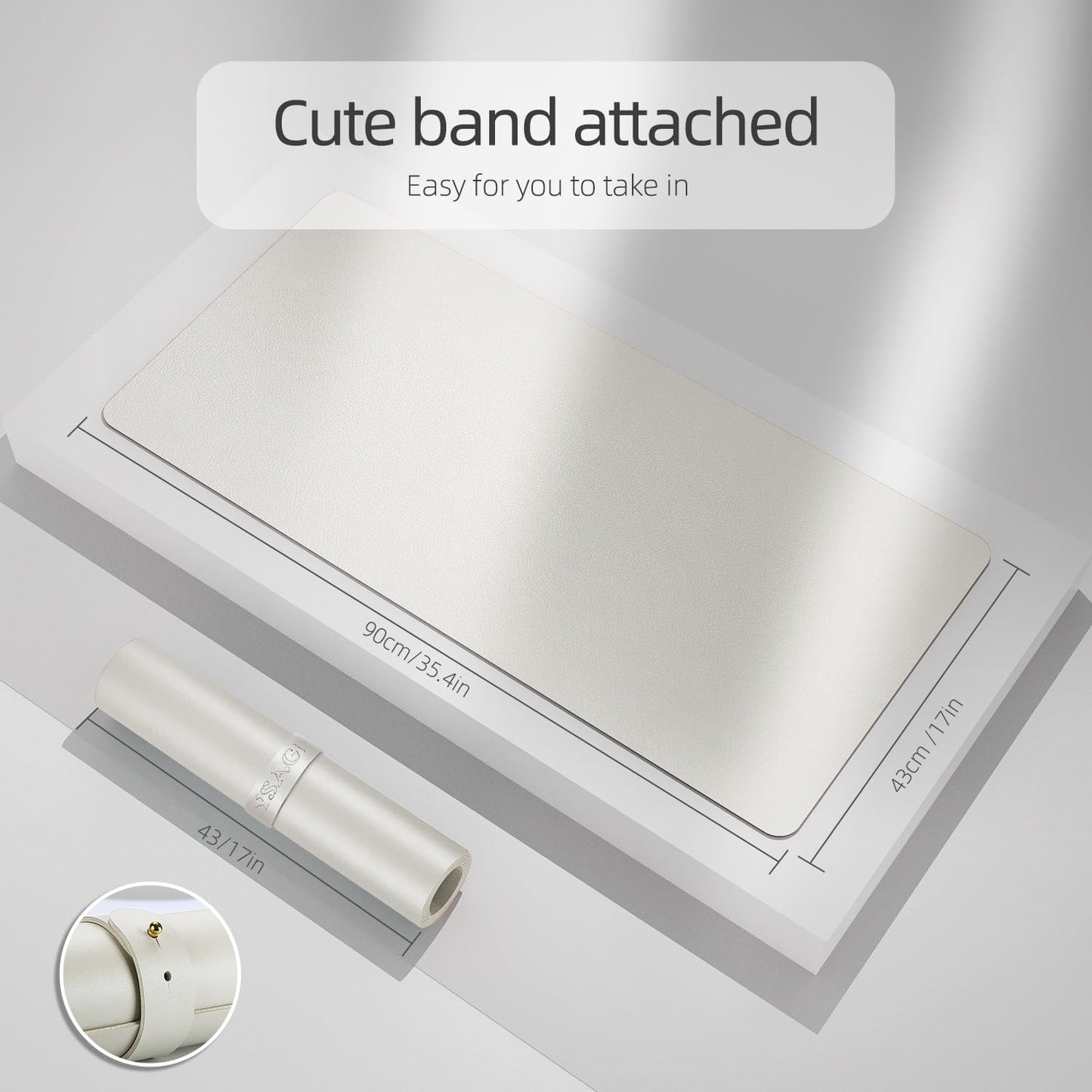 YSAGi Desk Mat, Mouse Pad,Waterproof Desk Pad,Large Mouse pad for Desk, Leather Desk Pad Large for Keyboard and Mouse,Dual-Sided Mouse Mat for Office and Home (35.4" x 17", Grey)