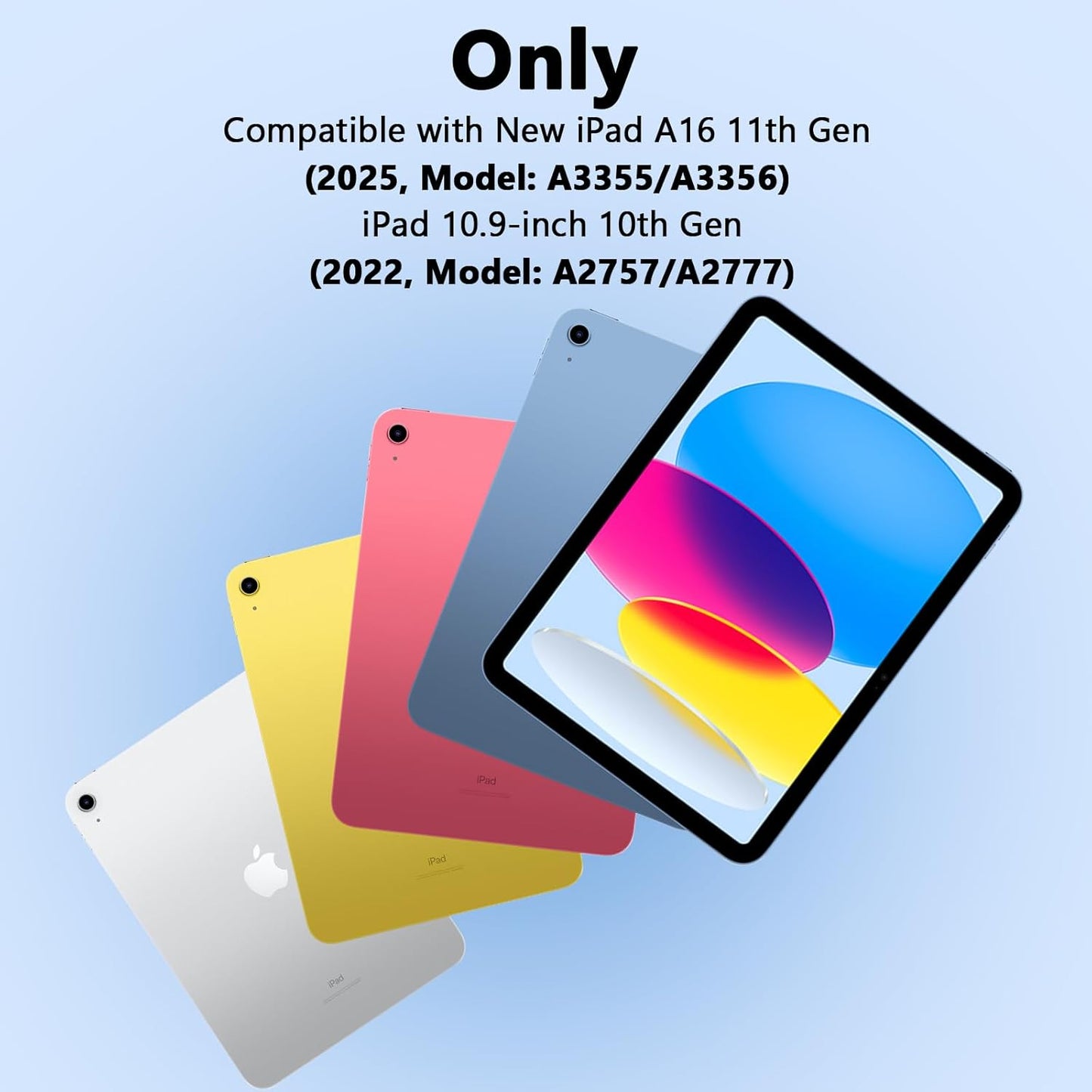 for iPad A16 11th Generation/10th Generation Case with Keyboard,Touch Keyboard for iPad 11" /10th Gen 10.9 inch 2022-10 Color Backlight, 360° Rotatable Protective Cover (Ocean Blue)