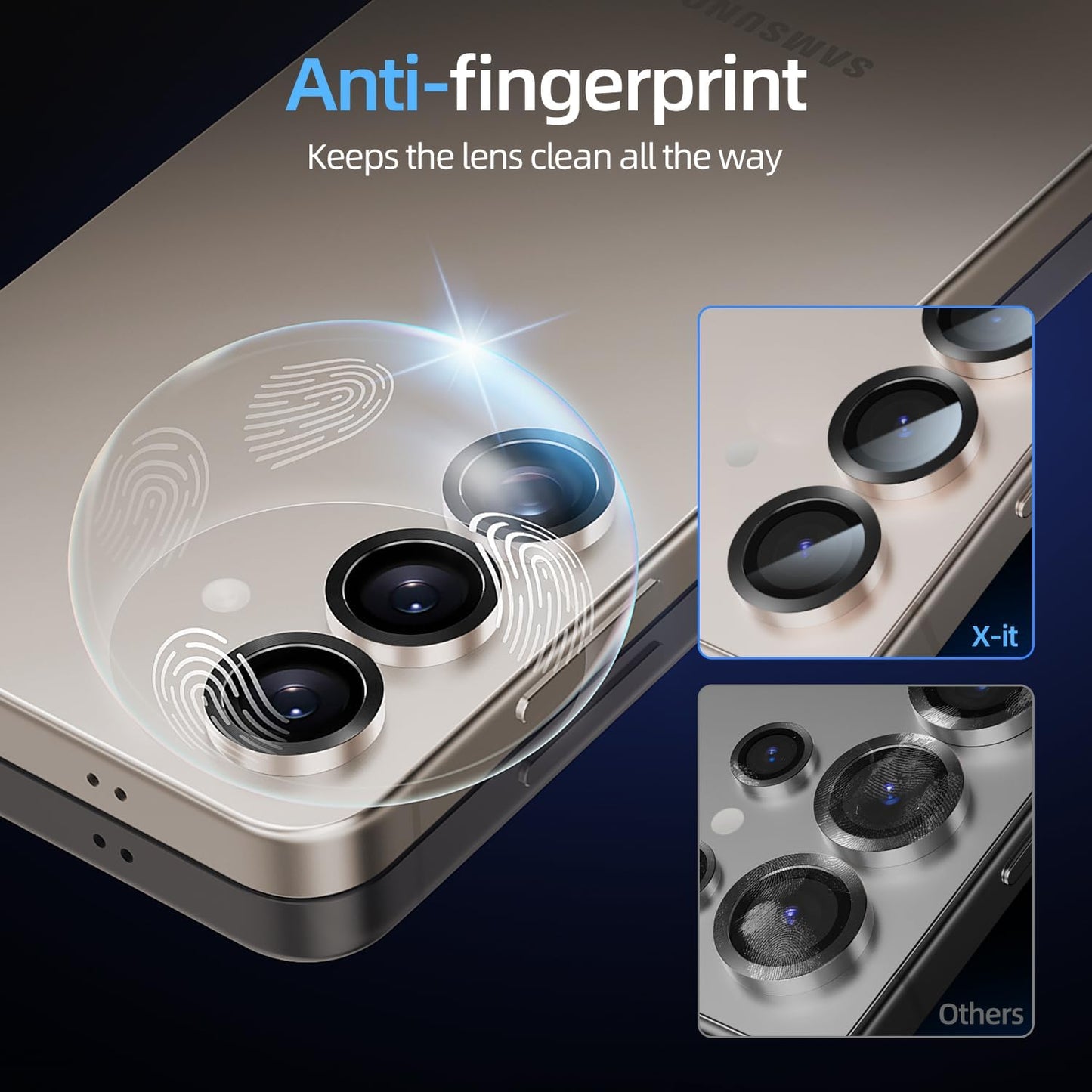 X-it Camera Lens Protector for Samsung S25, 9H Tempered Glass, Independent Metal Aluminum Edge Original Protection Design, Suitable for Phone Case, Anti-scratch, Anti-reflective,PinkGold