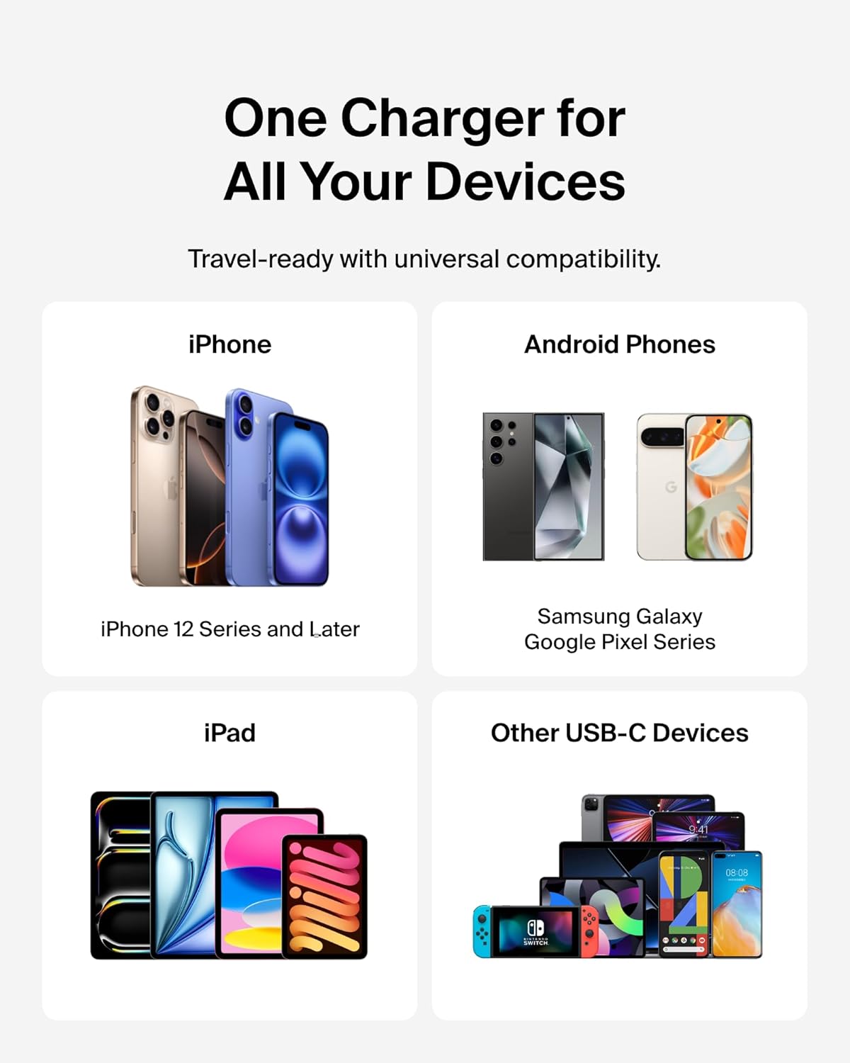 Belkin USB C Charger Block 25W (2 Pack) – PD3.0 PPS Super Fast Charging - Samsung Galaxy S25, S24, Apple iPhone 16, iPhone 15/14/13 Plus, Pro, Pro Max, Google Pixel 9, Nintendo Switch, etc - Black