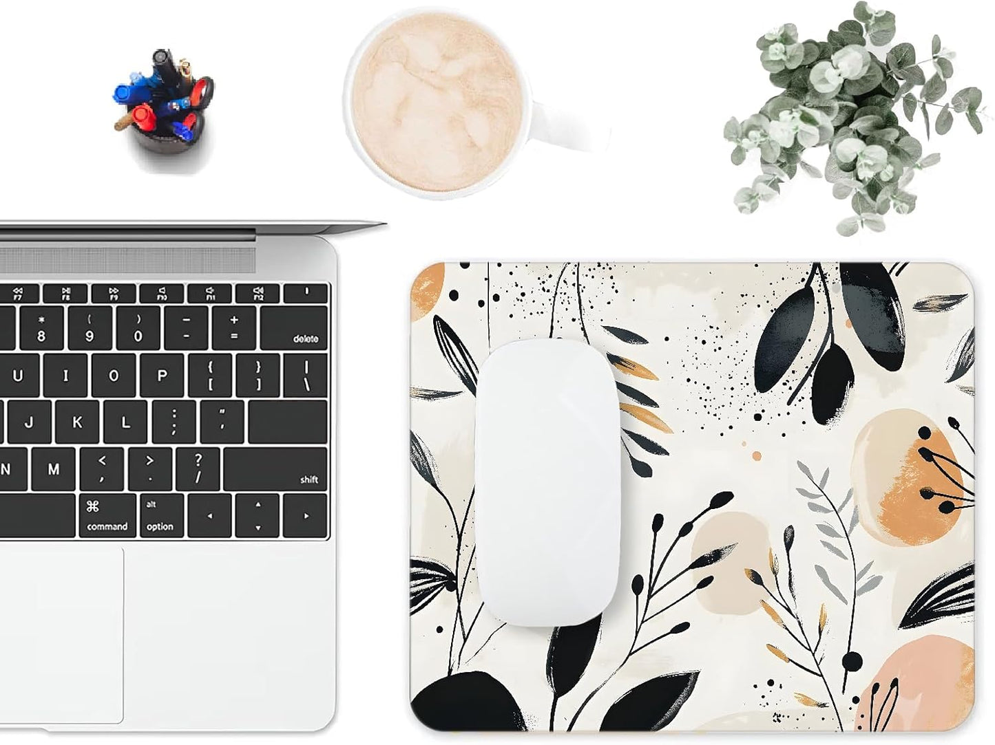Mouse Pad, Cute Modern Abstract Art Boho Mouse Pads for Desk, 9.5" x 7.9" Non-Slip Rubber Base Computer Mousepad with Women, Portable Square Design for Wireless Mouse and Pad Laptop Office & Travel
