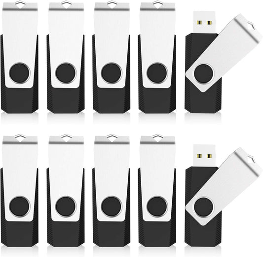 KEXIN Bulk USB 50 Pack 1GB USB Flash Drives Flash Drive Thumb Drive Bulk Flash Drives Swivel USB 2.0 (1G, 50PCS, Black)