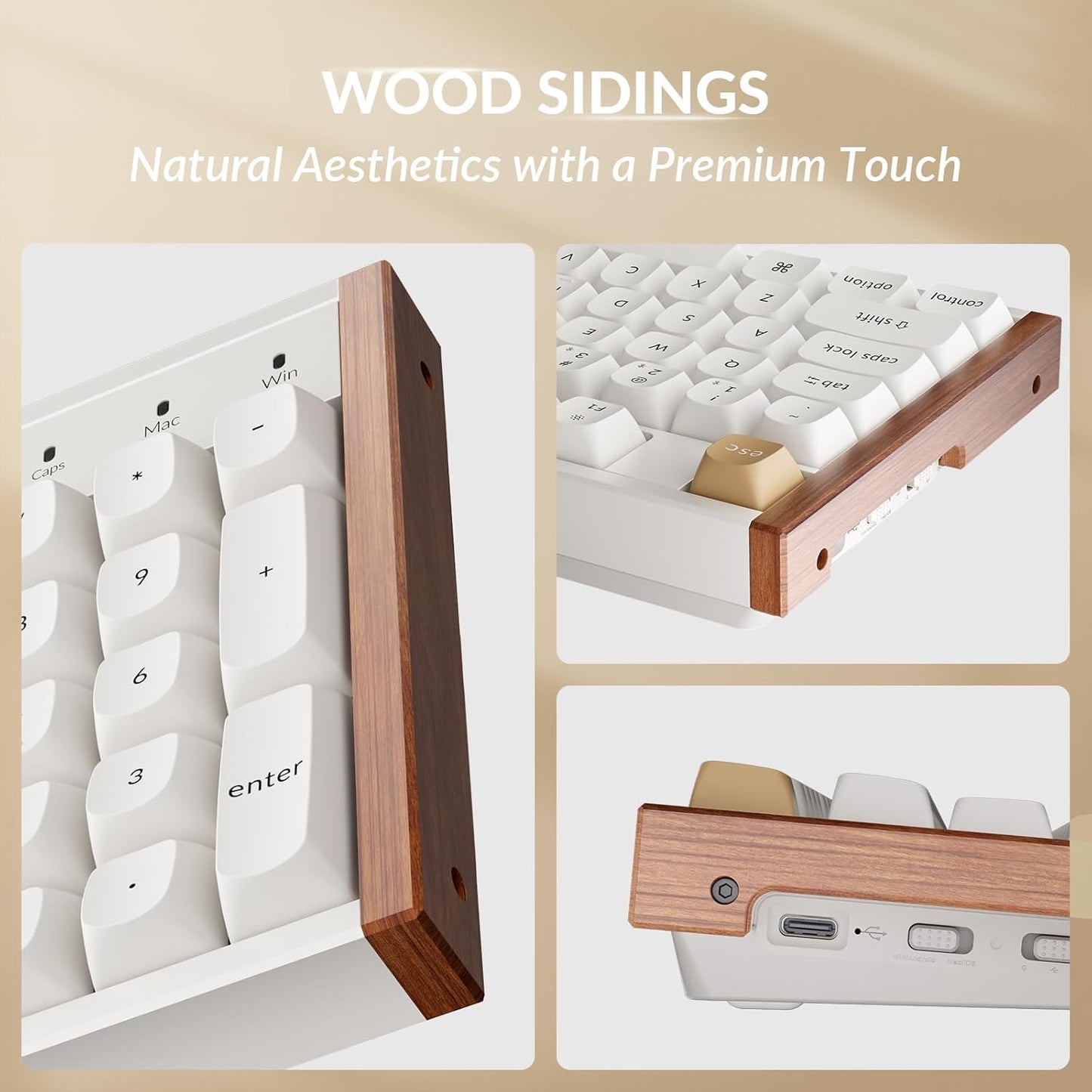 Keychron K10 HE Hall Effect Keyboard Wireless, Magnetic Switch Hot Swappable, Adjustable Actuation Rapid Trigger Mode with Aluminum + Wood Frame, Full-Size Custom RGB for Mac Windows Linux - White