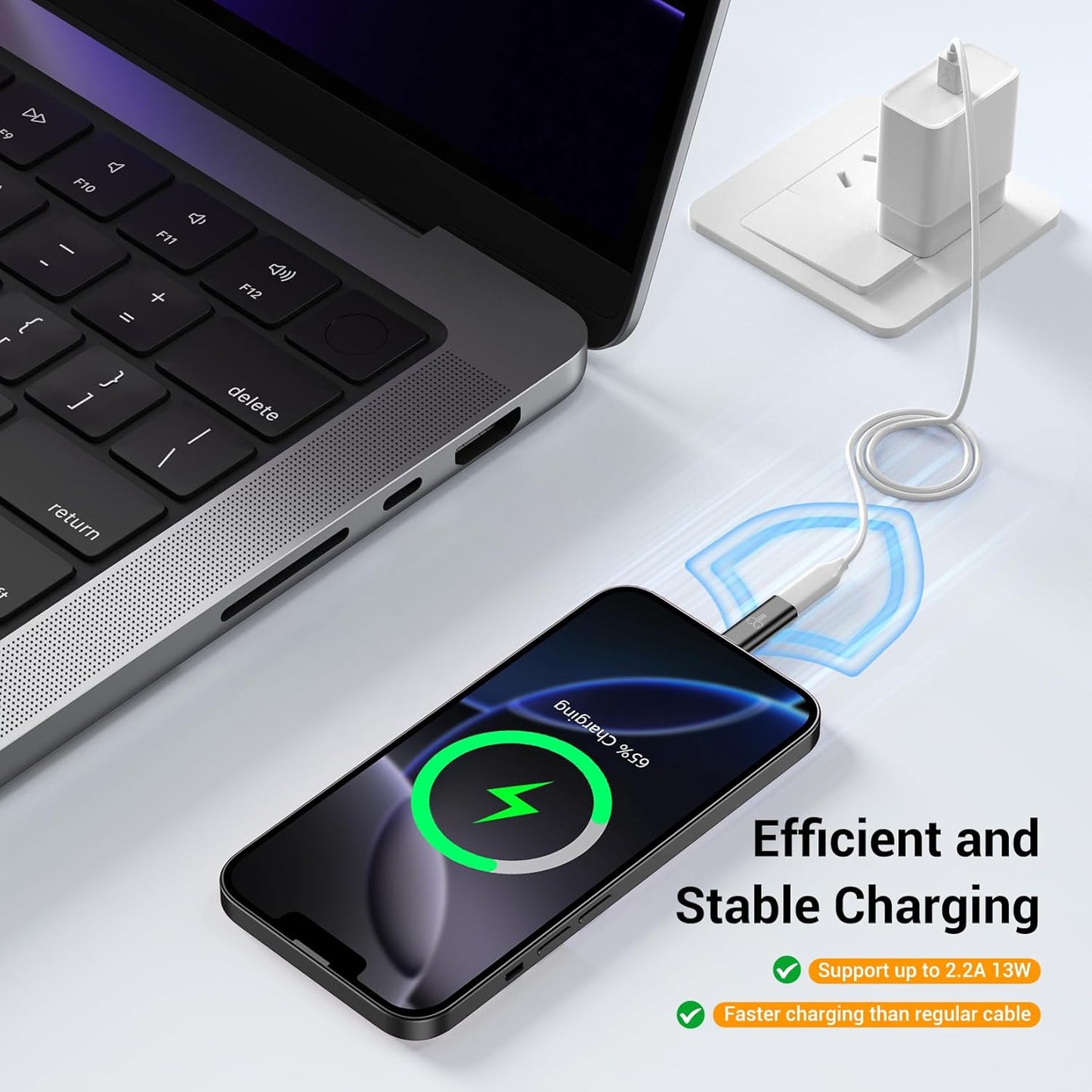 Temdan 2 Pack Lightning to USB C Adapter for iPhone 15/16 Pro/Pro Max/Plus, Support Audio/OTG Adapter, Type C Charger Connector Cable, Black