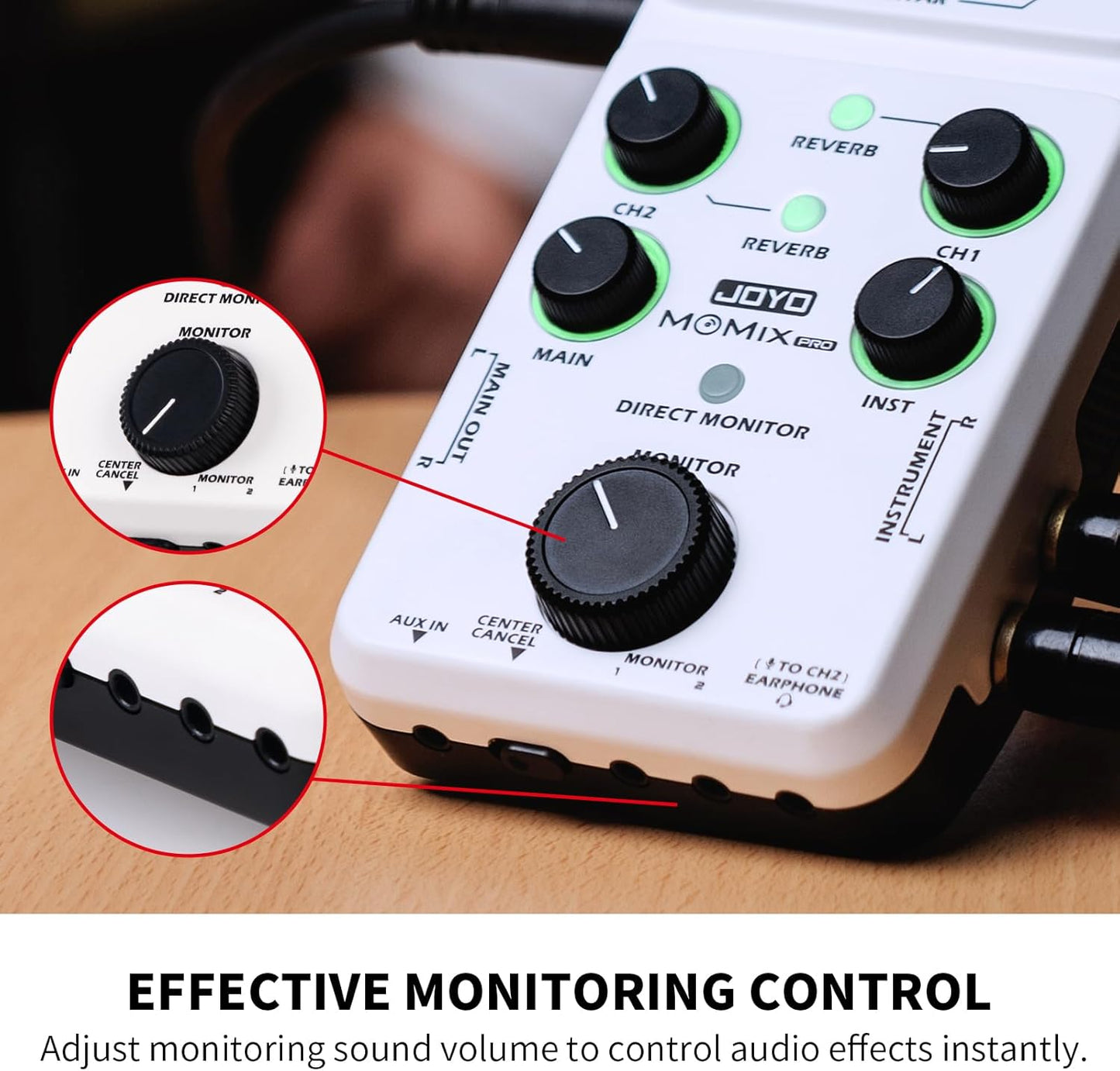JOYO Audio Mixer USB Audio Interface Stereo XLR+48V Phantom Power Mixer for Live Streaming Recording Podcasting Plug & Play (MOMIX PRO)