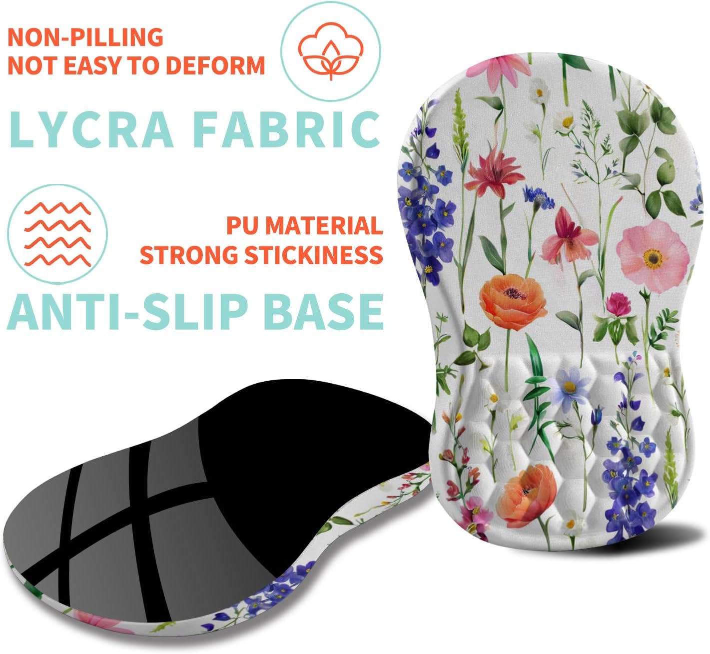 Ergonomic Mouse Pad Wrist Support with Memory Foam Massage Bulge, Carpal Tunnel Pain Relief Mousepad Wrist Rest for Mouse(12x8 inch, Flowers)