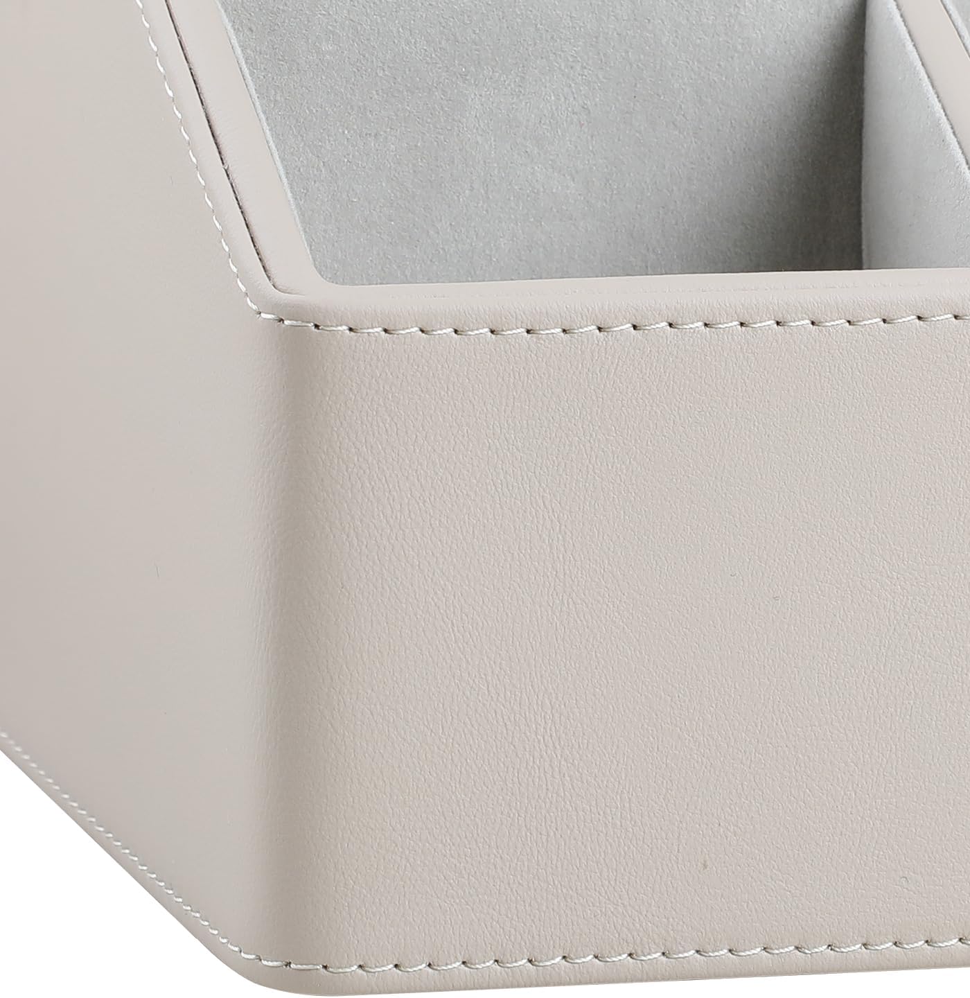 PU Leather Desk Organizer, Luxury Remote Control Holder for Home, Office Desk Accessories Table Caddy Bedside Nightstand Organizer (Dark Beige)