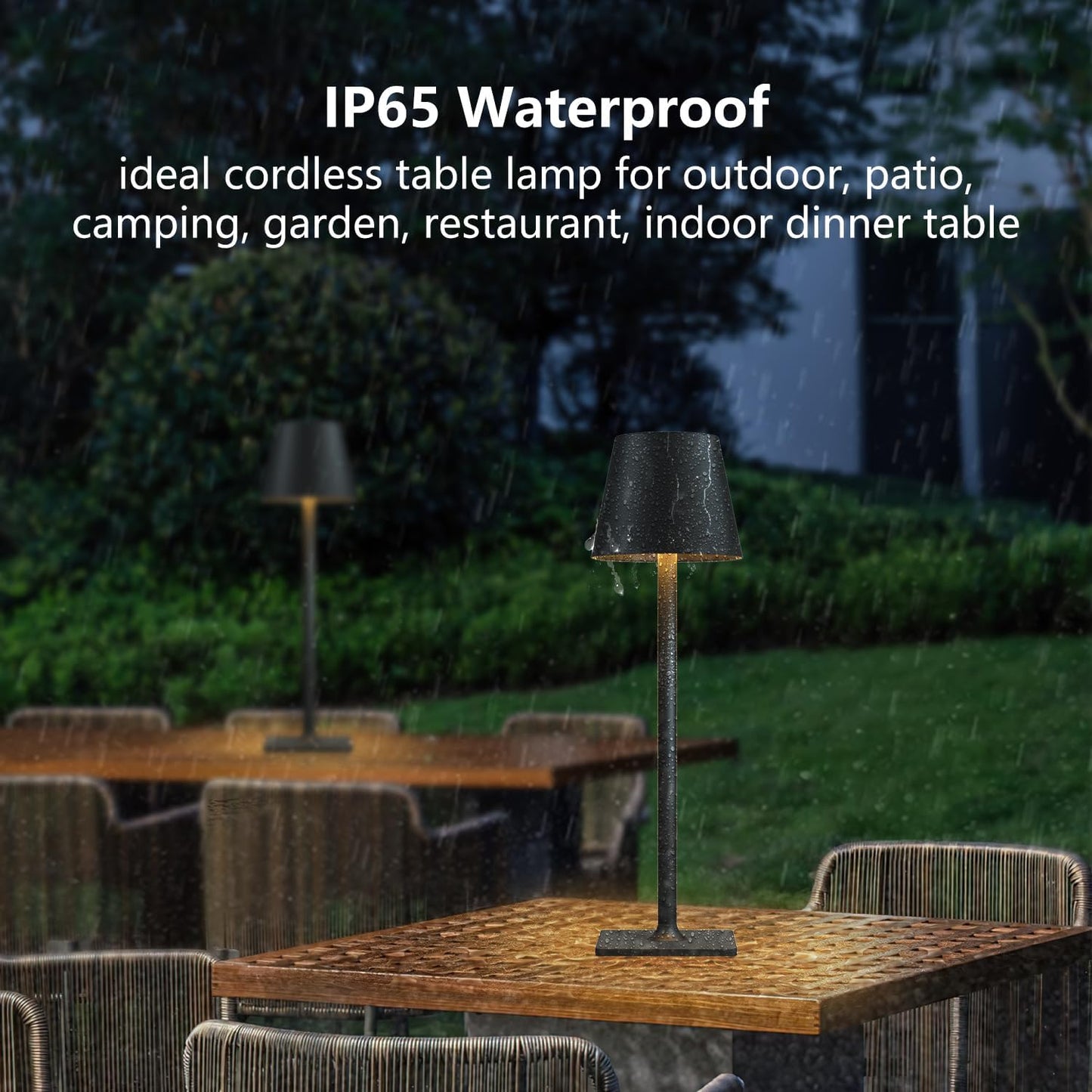 4 Pack Cordless Table Lamps, Portable Rechargeable Lamp, 6000mAh Battery Operated, 3 Color Dimmable LED Table Light for Restaurant/Bedroom/Outdoor Party/Camping/Cafe Night Light(Black)