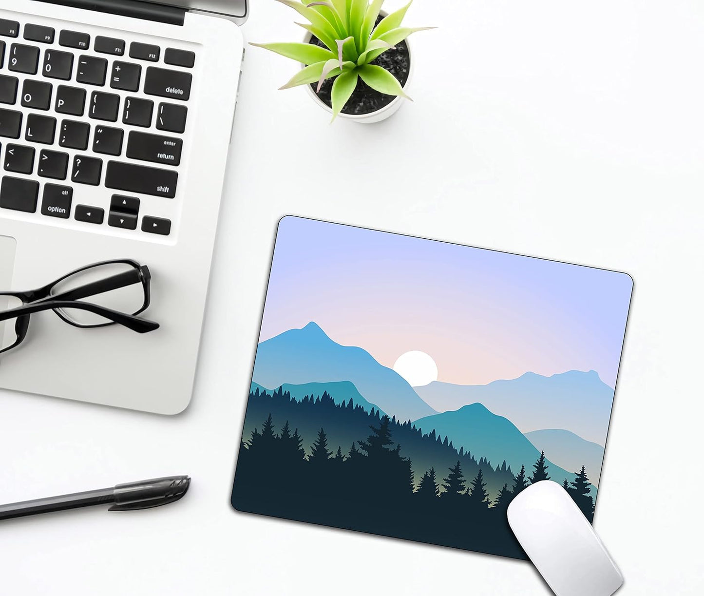 Mountain Landscape Mouse Pad, During Sunrise Mouse Pad for Design, Anti-Slip Rubber Base Wireless Mouse Pads for Laptop