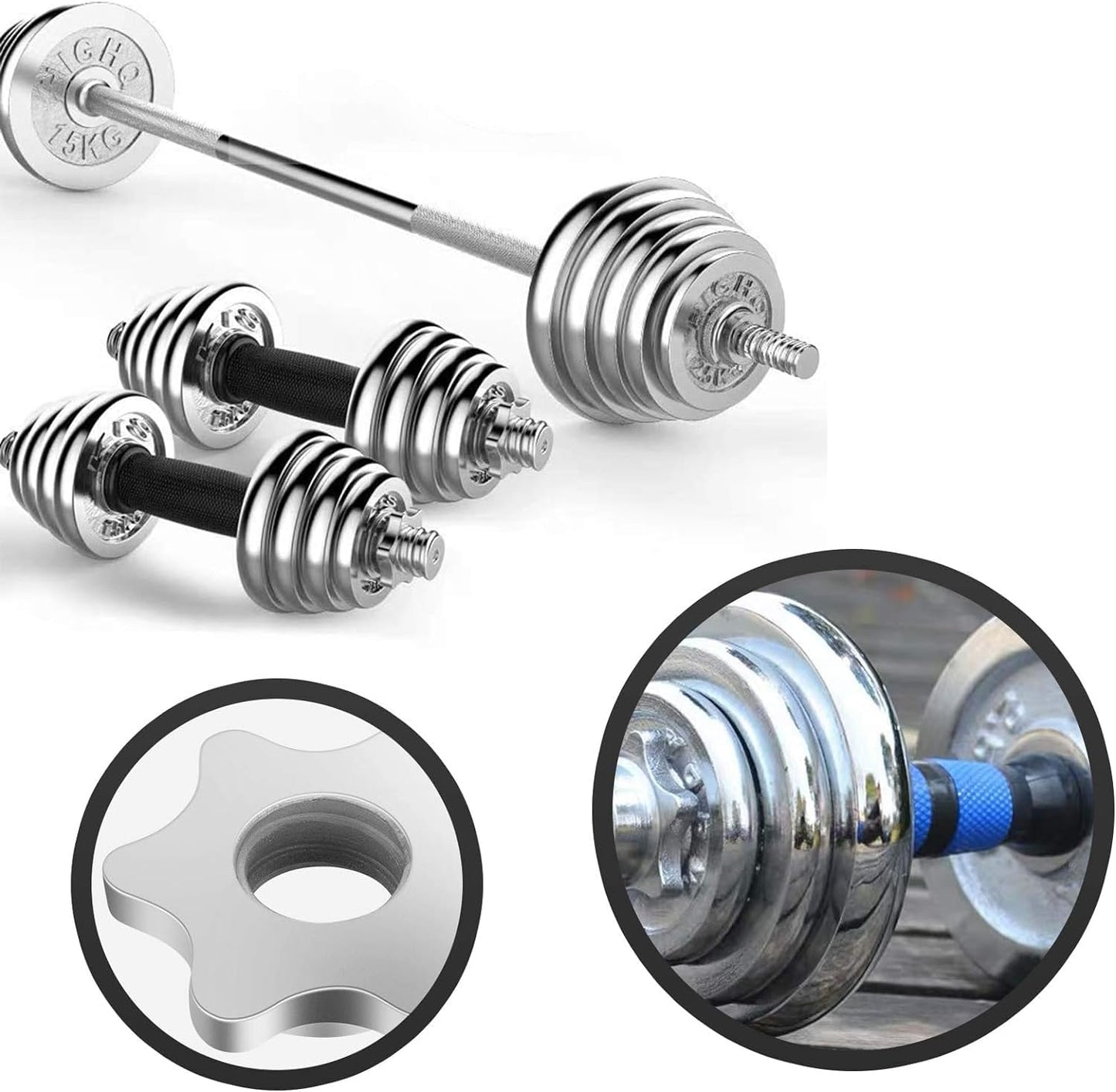 Lamoutor 2Pcs Anti-Slip Hex Nut Collar Screw for Barbell Dumbbell Weight Lifting