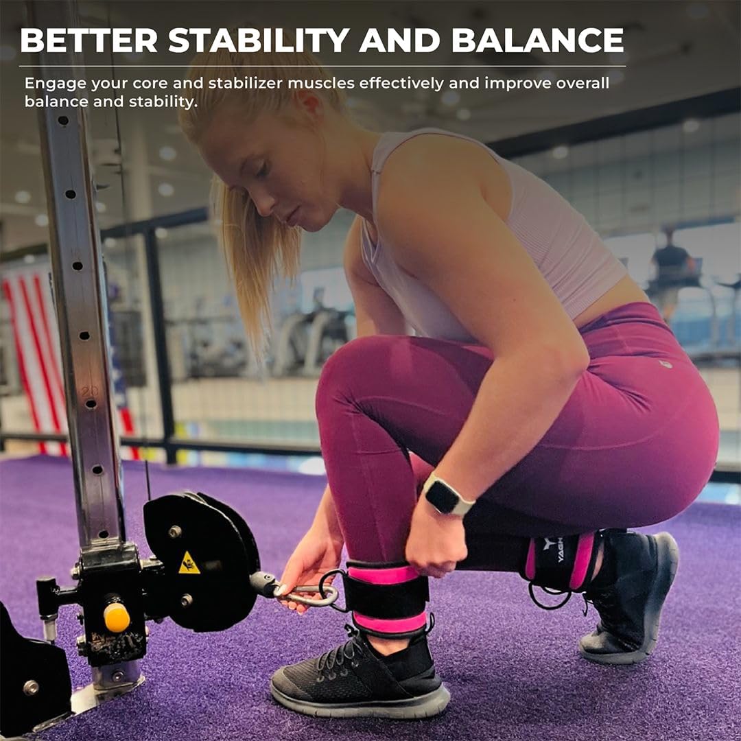 Ankle Straps for Cable Machines Women - Adjustable Gym Ankle Strap for Cable Machine, Neoprene Padded Cable Straps, Durable Leg Strap with Cable Cuff, Glute Kickback Ankle Strap with D Rings