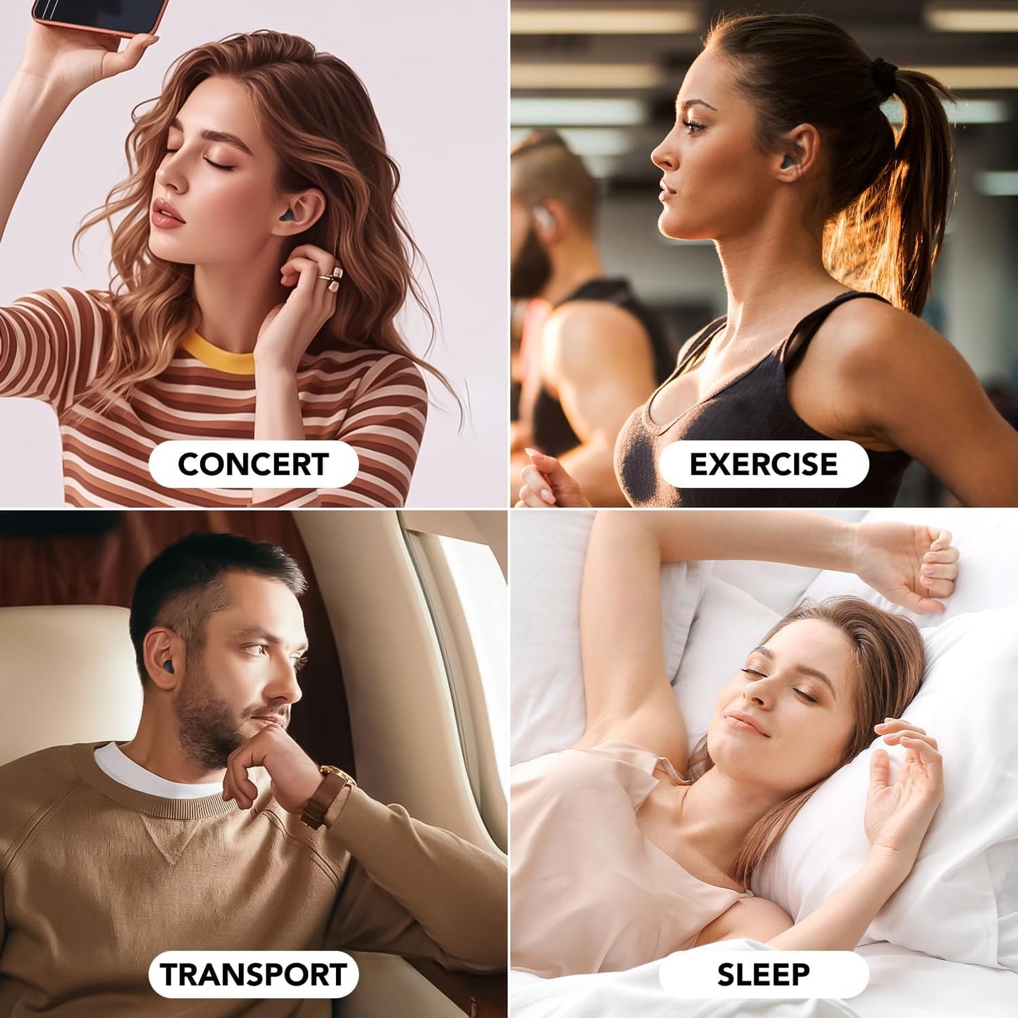 Ear Plugs for Sleeping Noise Cancelling 45dB Concert Earplugs for Noise Reduction Reusable Soft Silicone Ear Plugs with 8 Eartips Case for Snoring Shooting Motorcycle Airplanes Musicians