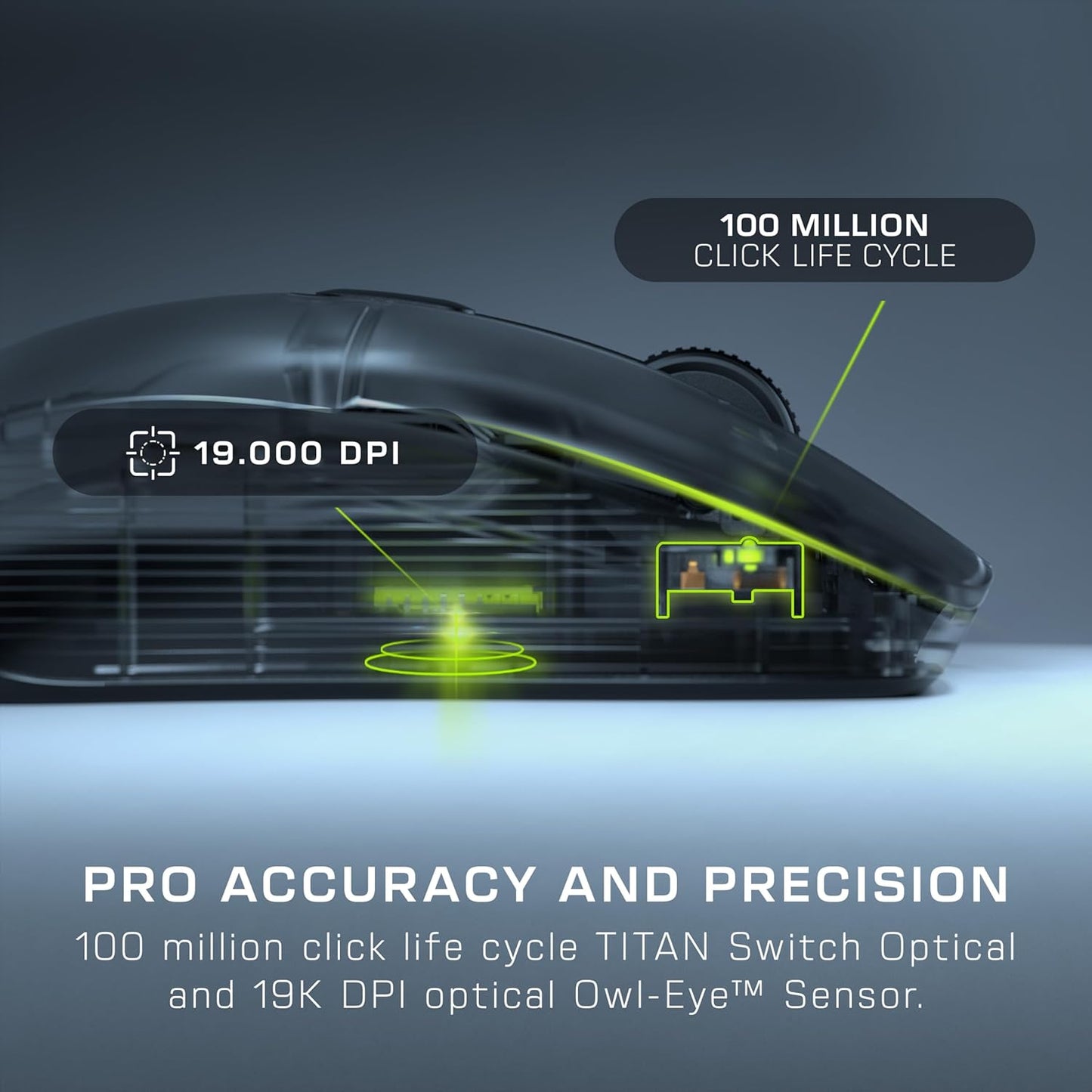 Turtle Beach Kone XP Air Wireless Customizable Ergonomic RGB Gaming Mouse, Bluetooth, 19K DPI Optical Sensor, 100-hour Battery & Charging Dock, 29 Programmable Inputs & RGB Lighting, 4D Wheel – Black