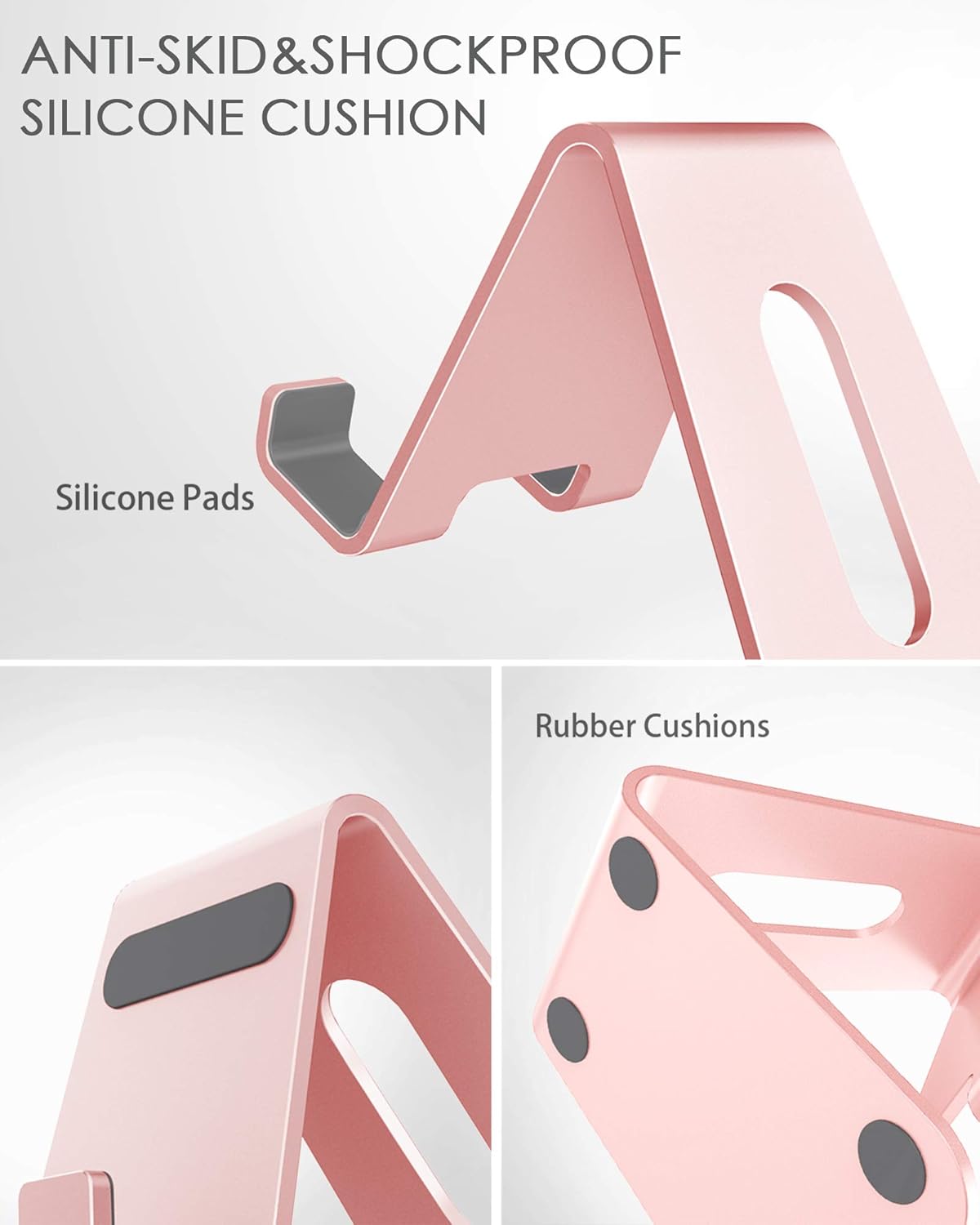 CreaDream Cell Phone Stand, Cradle, Holder, Aluminum Desktop Stand Compatible with Switch, All Smart Phone, iPhone 15 14 13 12 Pro Max Plus Mini Xr X Se 8 SE -Rose Gold