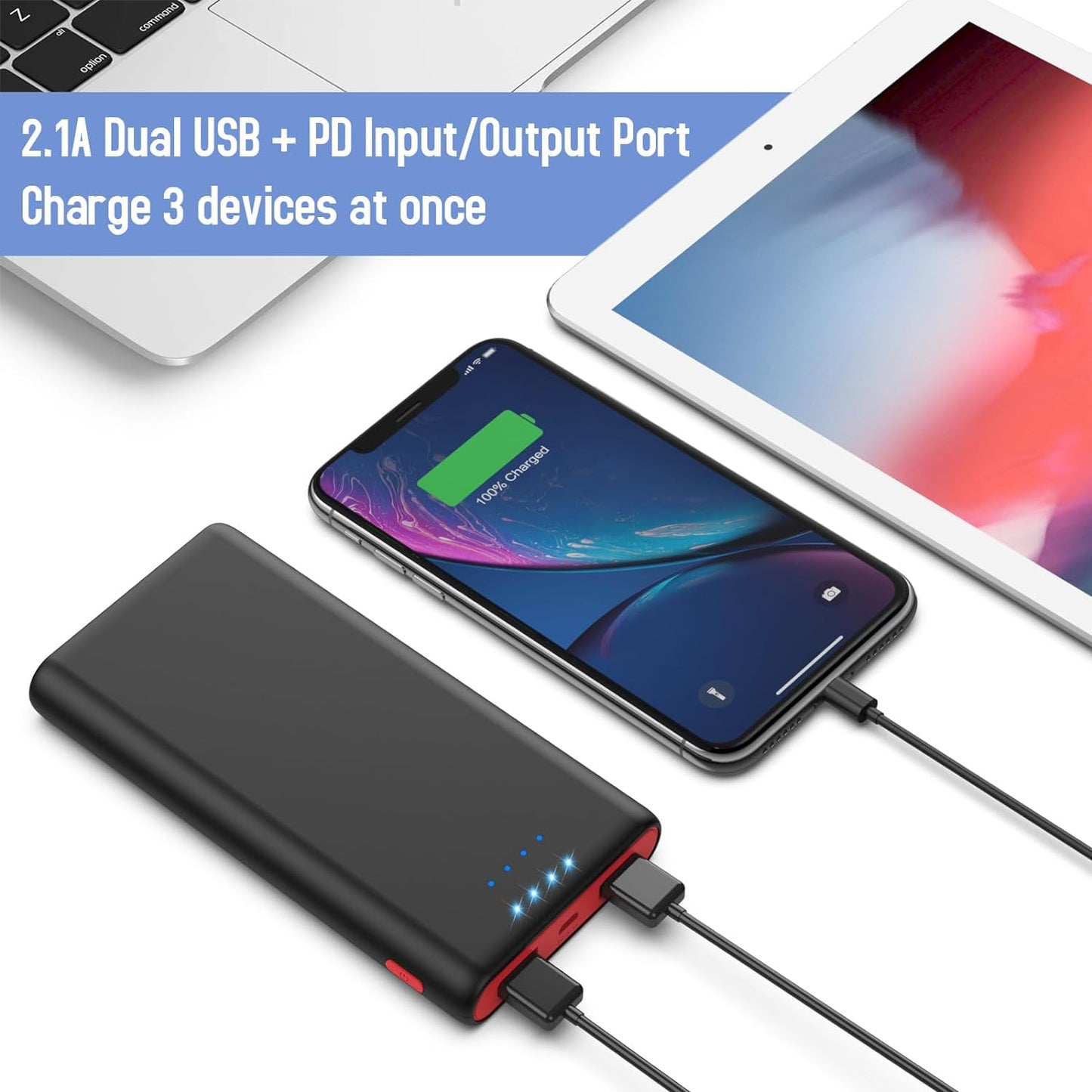 Portable Charger Power Bank 25,800mAh, 5V/3A USB C in&Out Fast Phone Charging with Intelligent Smart IC,3 USB Port External Cell Phone Battery Pack Compatible with iPhone 16 15 14,Galaxy,Android etc