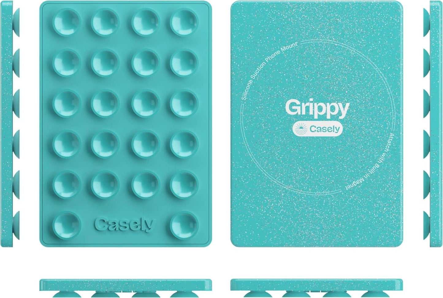 Casely Grippy Aquamarine MagSafe Compatible Cell Phone Mount Silicone Suction Cup Sticky Phone Holder and Stand