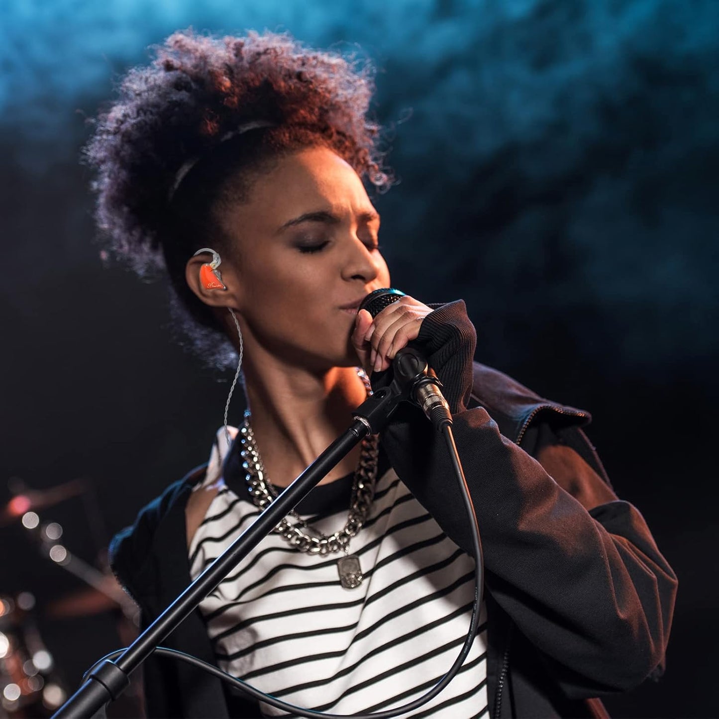 BASN in-Ear Monitors, Bmaster Triple Driver HiFi Stereo Noise-Isolating with Enhanced Bass for Musicians Stage/Audio Recording (PRO Orange/Black)