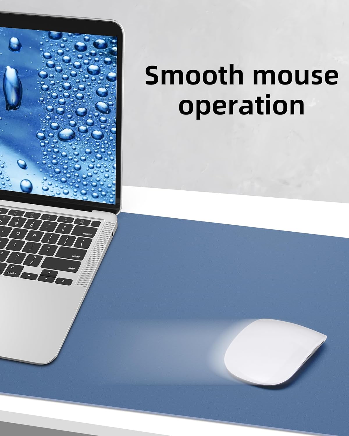 AFIING Leather Desk Pad Protector,Mouse Pad,Office Desk Mat, Non-Slip PU Leather Desk Blotter,Large Desk mat,Waterproof Keyboard mat for Office/Home/Decor (Grey Blue,55"" x 17"")