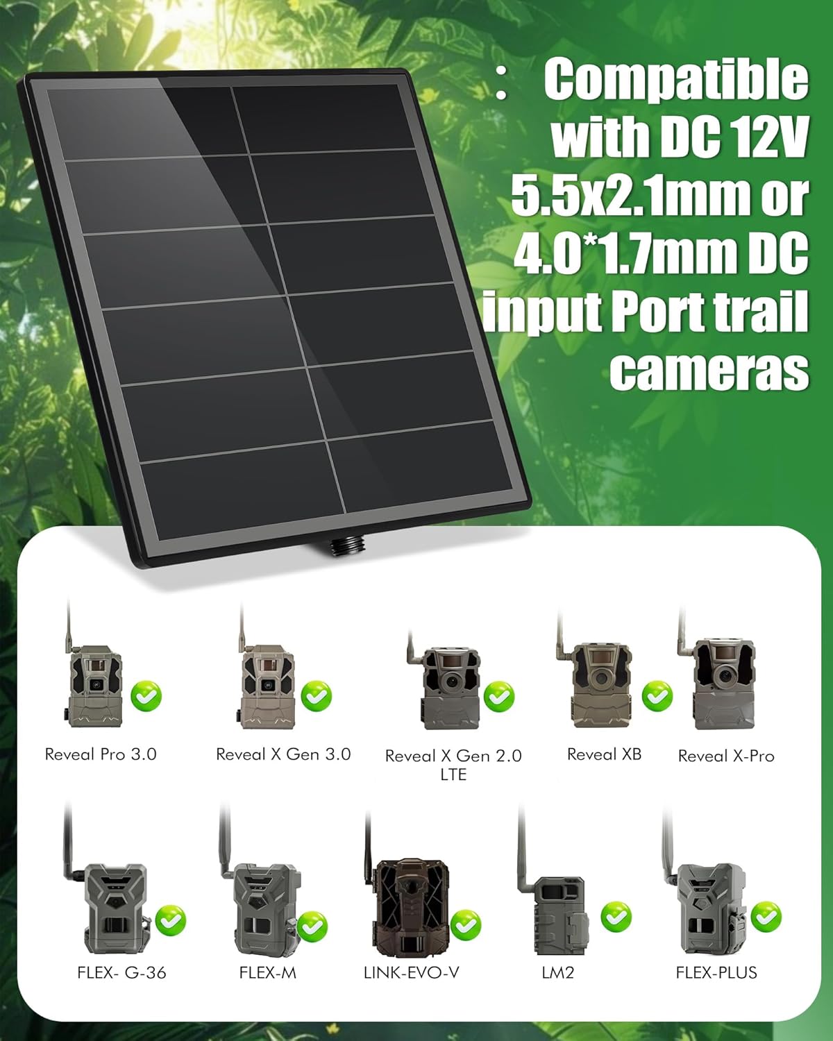 KEPEAK Solar Panel for Trail Camera - 6000mAh Battery, 12V Solar Battery Charger, Waterproof, for Outdoor 24/7 Wildlife Monitoring