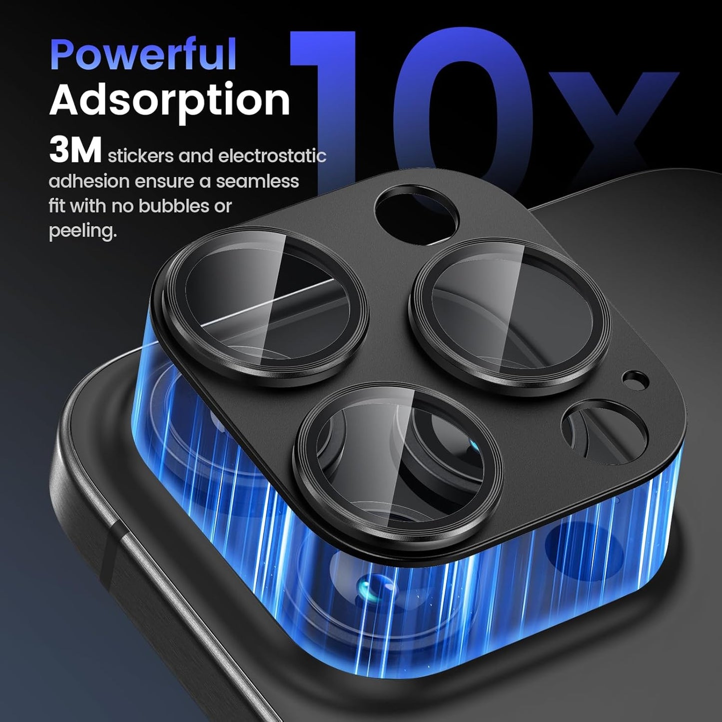 Tensea for iPhone 16 Pro/iPhone 16 Pro Max/iPhone 15 Pro/iPhone 15 Pro Max Camera Lens Protector, Metal Aluminum Alloy Tempered Glass Cover Camera Screen Protector Accessories, Case Friendly