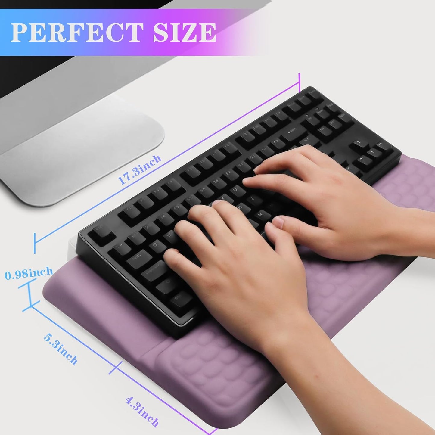 Computer Keyboard Stand with Wrist Rest, Ergonomic Tilted Keyboard Holder - Keyboard Riser with Wrist Pad - Keyboard Tray Support for Office Home - Purple