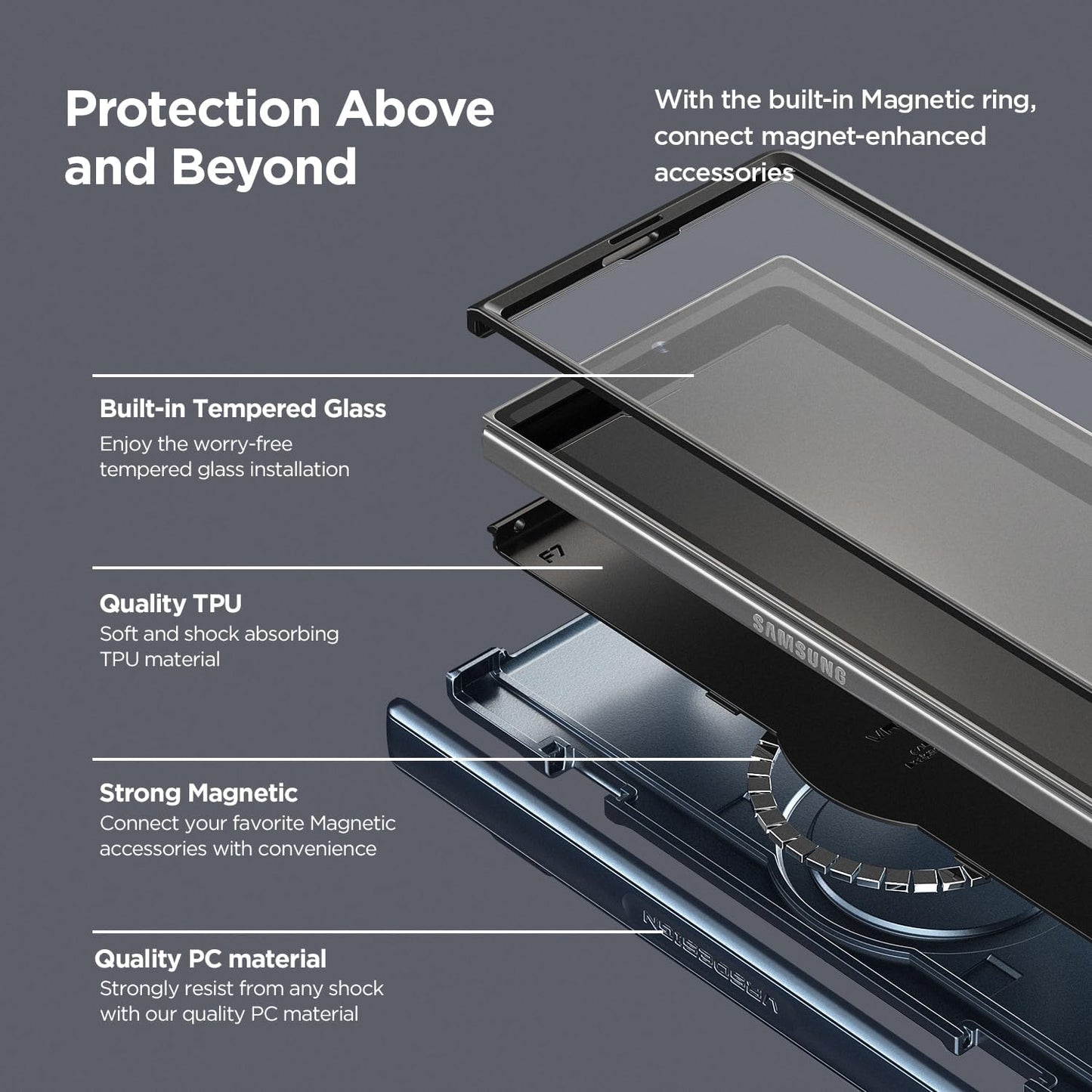 VRS DESIGN Terra Guard Modern for Galaxy Z Fold 7 (2025) – Magnetic Phone Case with Built-in Screen Protector, Rugged Dual Layer Protection & Spring-Loaded Hinge Cover (Ice Blue)