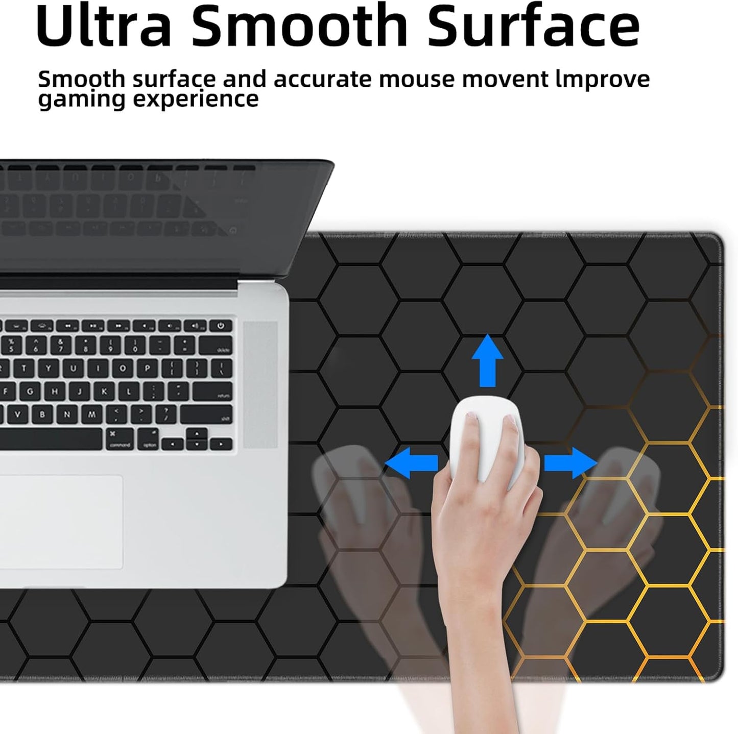 Galdas Gaming Mouse Pad XXL XL Large Long Extended Big Mousepad Non-Slip Rubber Keyboard Mouse Pad with Stitched Edges for Laptop Home Office (31.5x11.8x0.08 Inch) … (Grid)