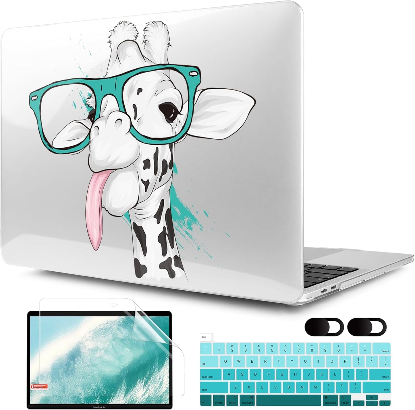 MEEgoodo Case for MacBook Pro 13 inch 2022 2021 2020 New A2338 M2/M1 A2251 A2289, Laptop Hard Shell Cases with Keyboard & Camera Cover Compatible Case, Funny Giraffe, (A2338/A2251/A2289)