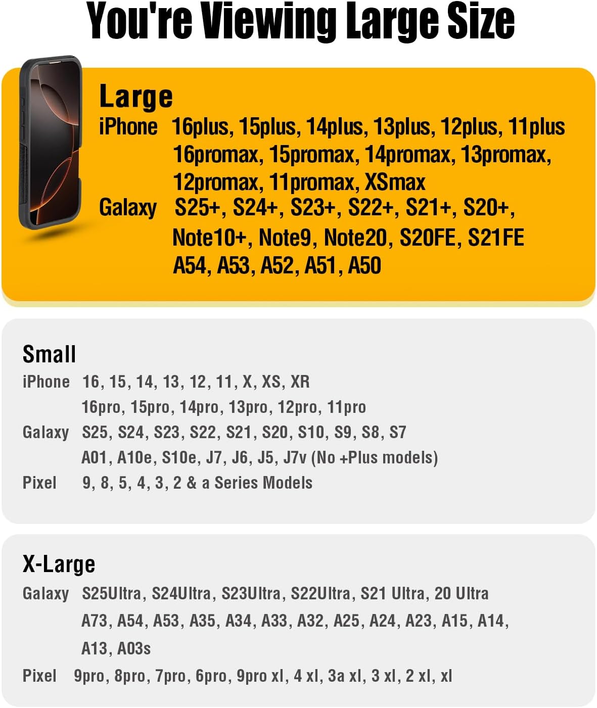 Case for Large iPhone Plus, Pro Max 16 15 14 13 12 11 Xs, Samsung Galaxy S25+ S24+ S23+ S22+ S21+, Cell Phone Belt Holster Clip, ID Card Holder Pouch, Fits Otterbox Case - Brown